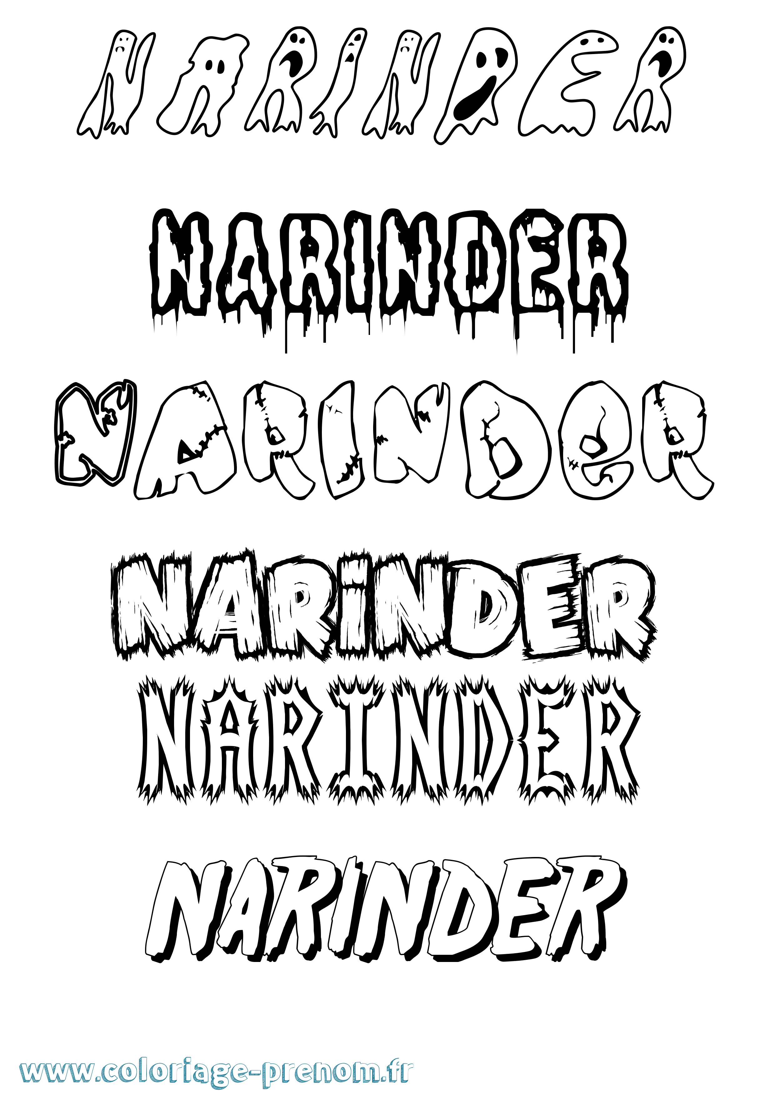 Coloriage Narinder Frisson Coloriage prénom Narinder Frisson