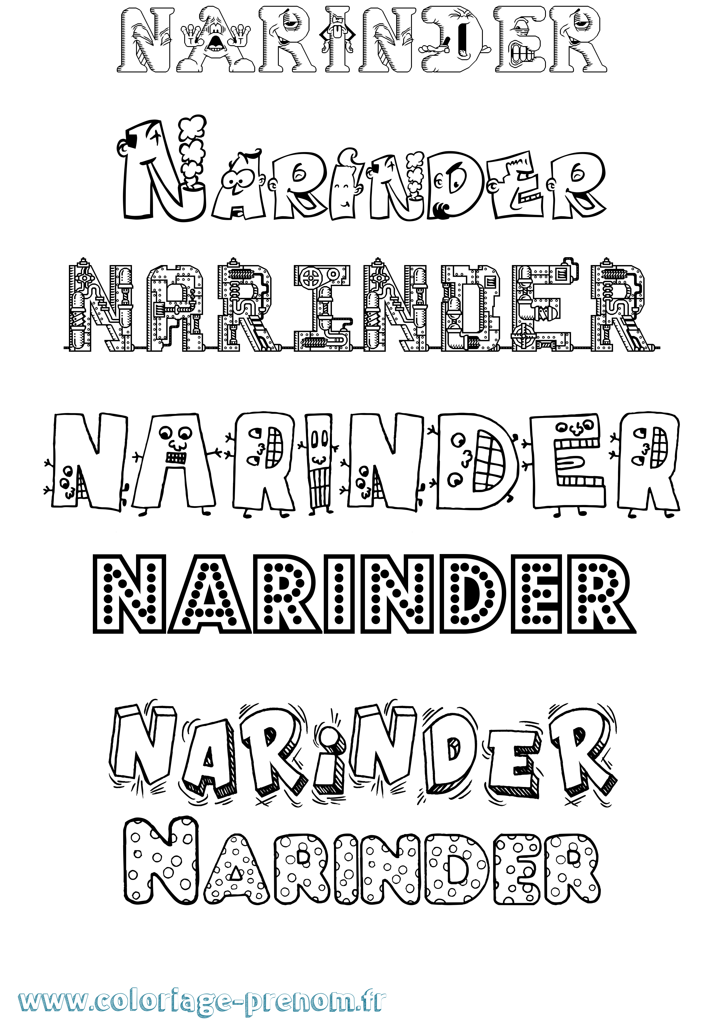 Coloriage Narinder Fun Coloriage prénom Narinder Fun