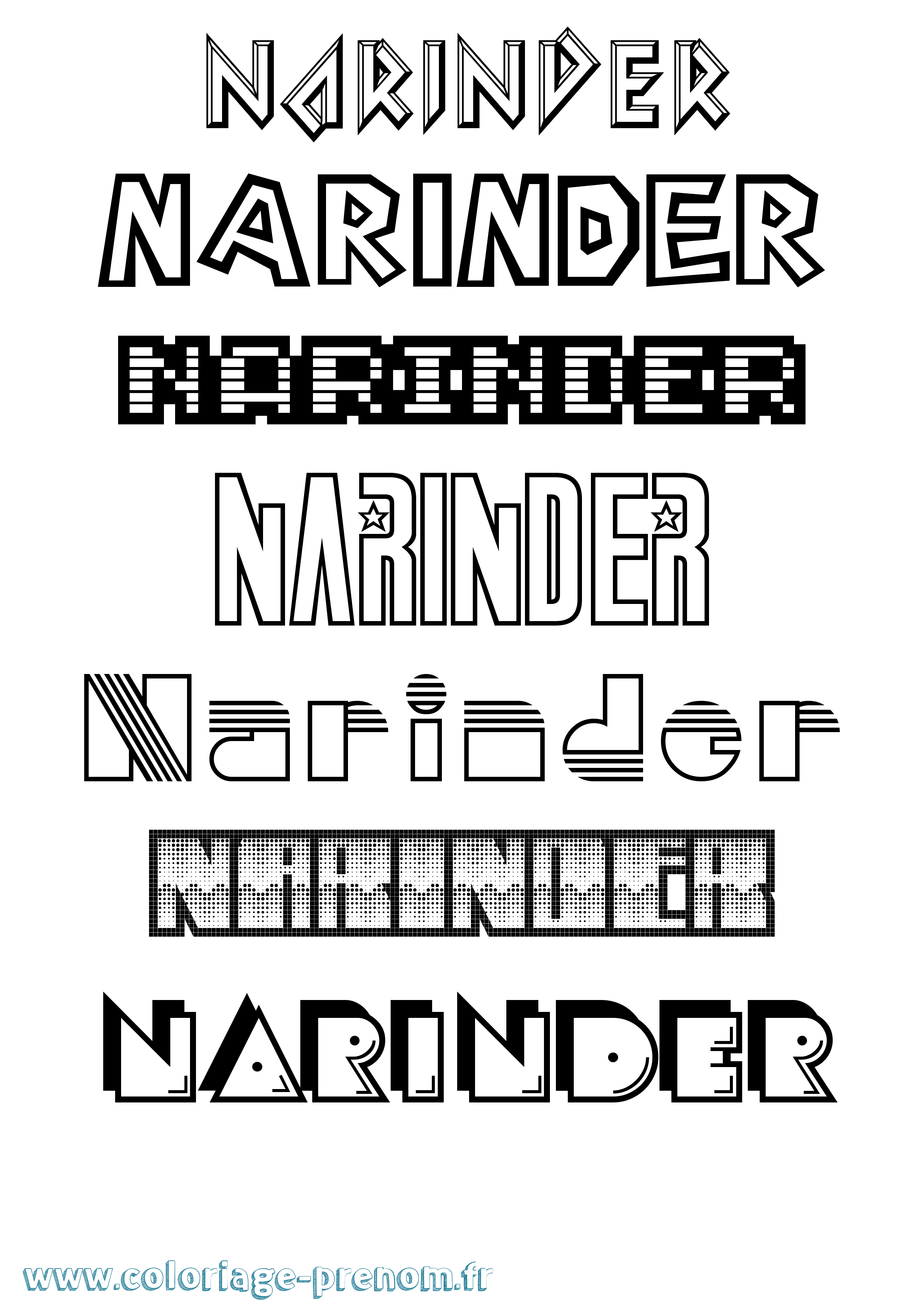 Coloriage Narinder Jeux Vidéos Coloriage prénom Narinder Jeux Vidéos