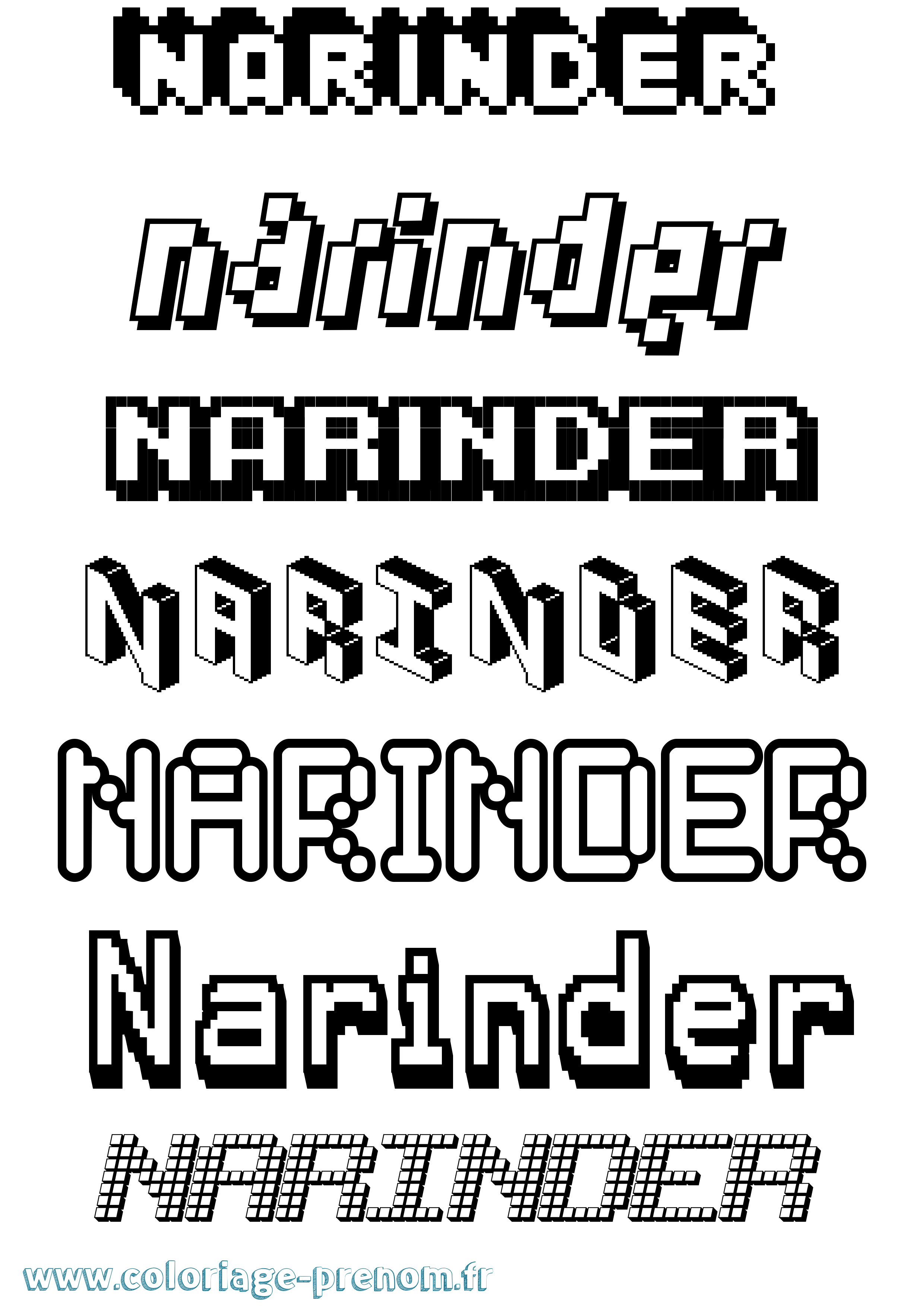 Coloriage Narinder Pixel Coloriage prénom Narinder Pixel