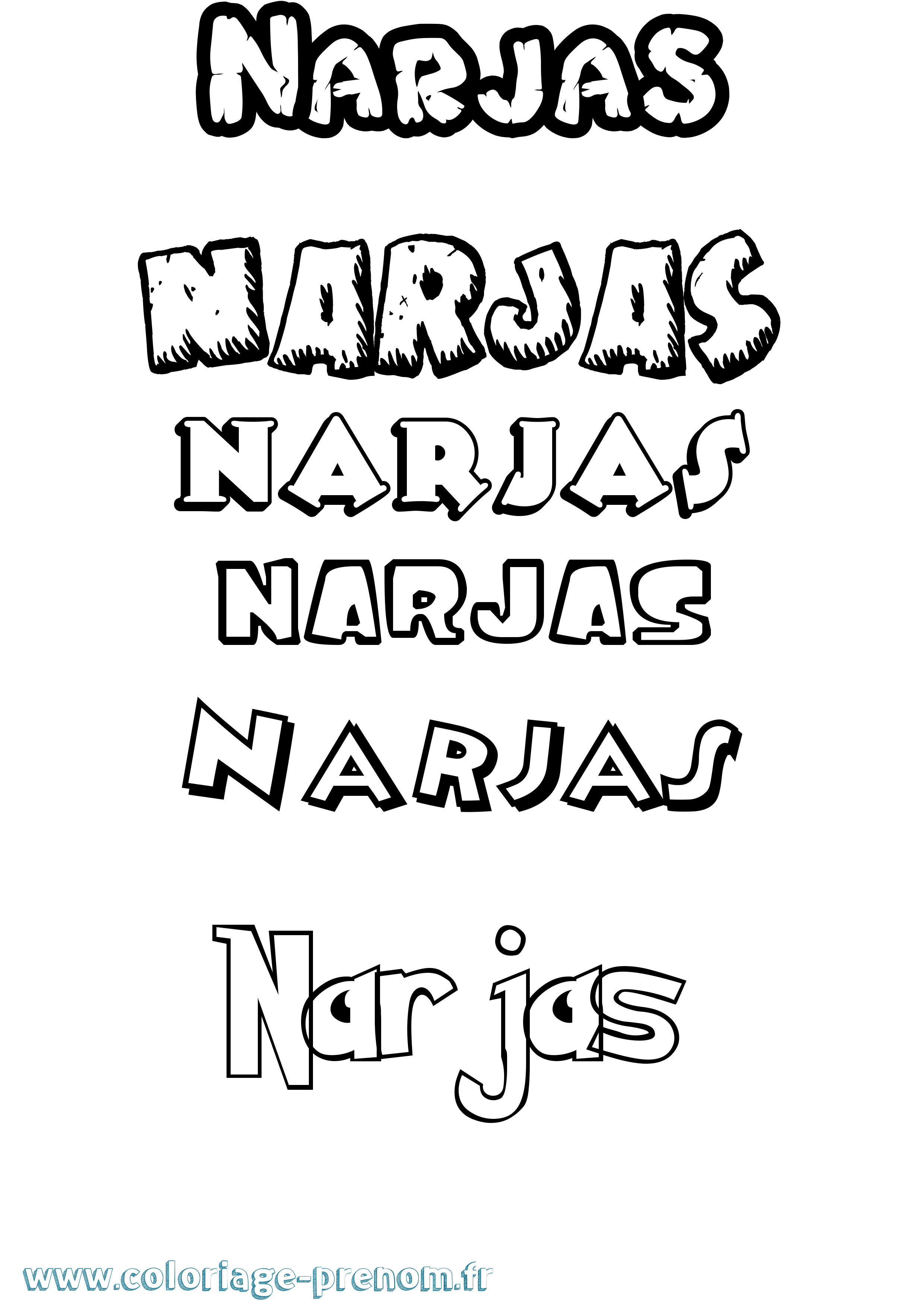 Coloriage Narjas Dessin Animé Coloriage prénom Narjas Dessin Animé