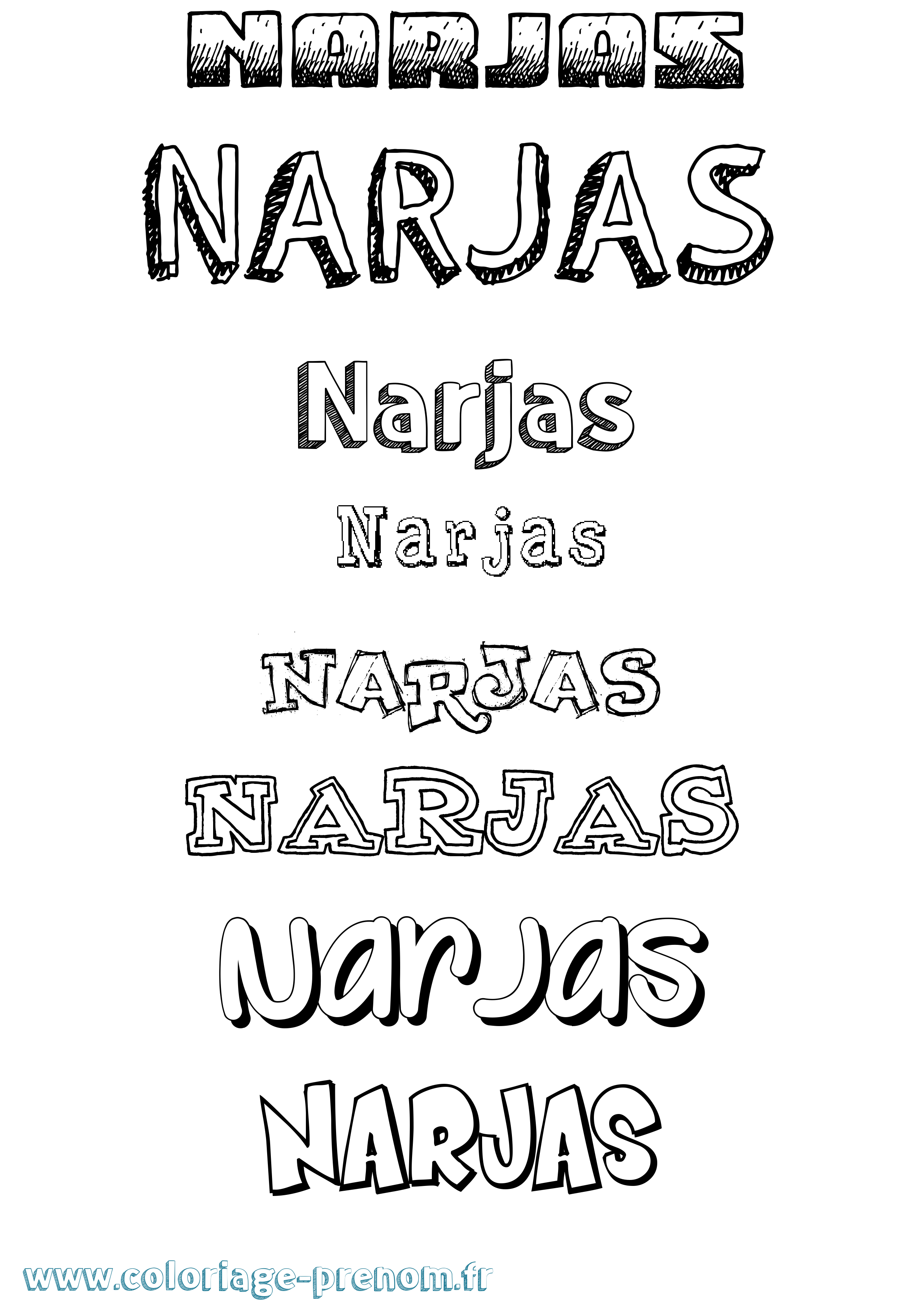 Coloriage Narjas Dessiné Coloriage prénom Narjas Dessiné