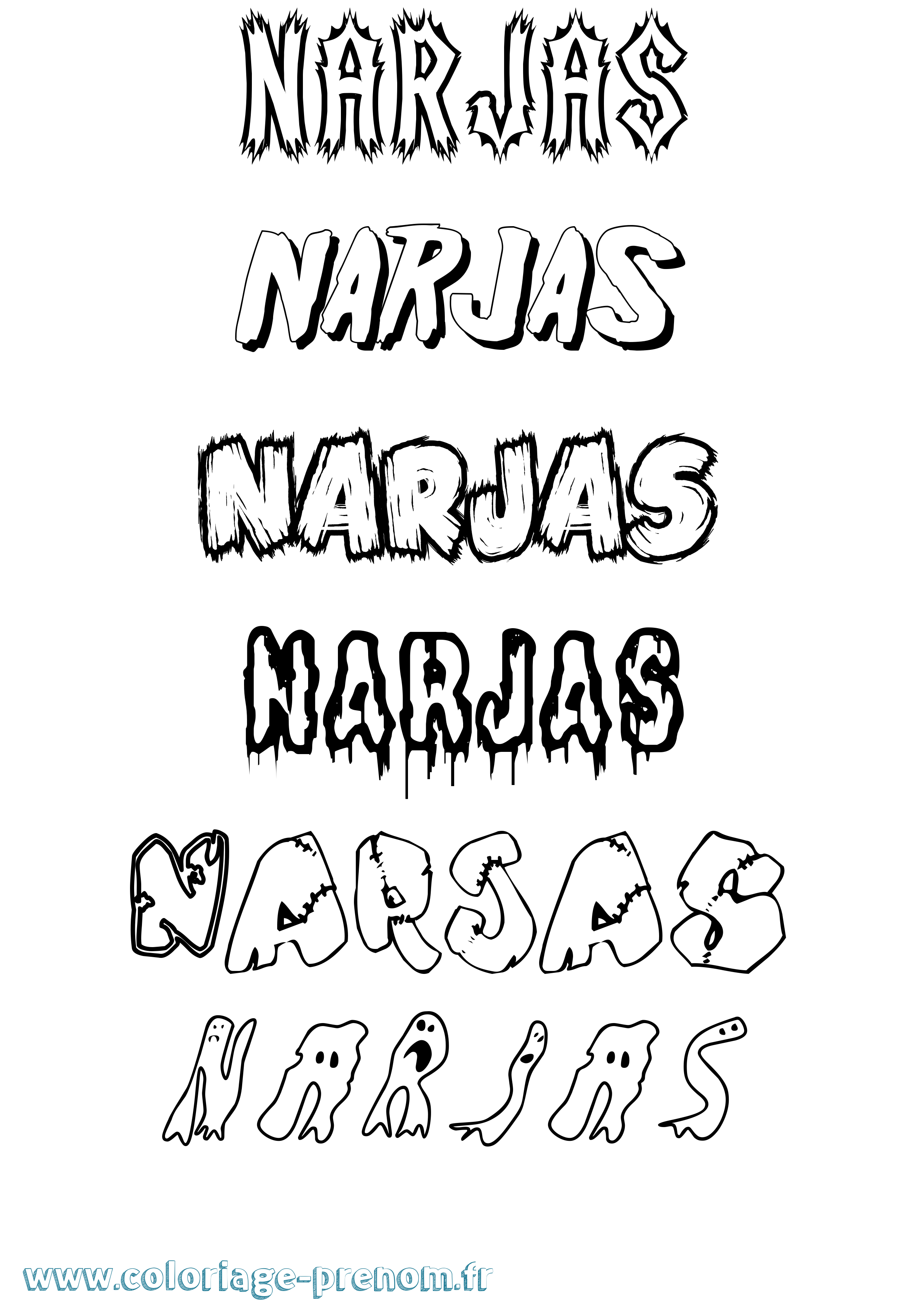 Coloriage Narjas Frisson Coloriage prénom Narjas Frisson