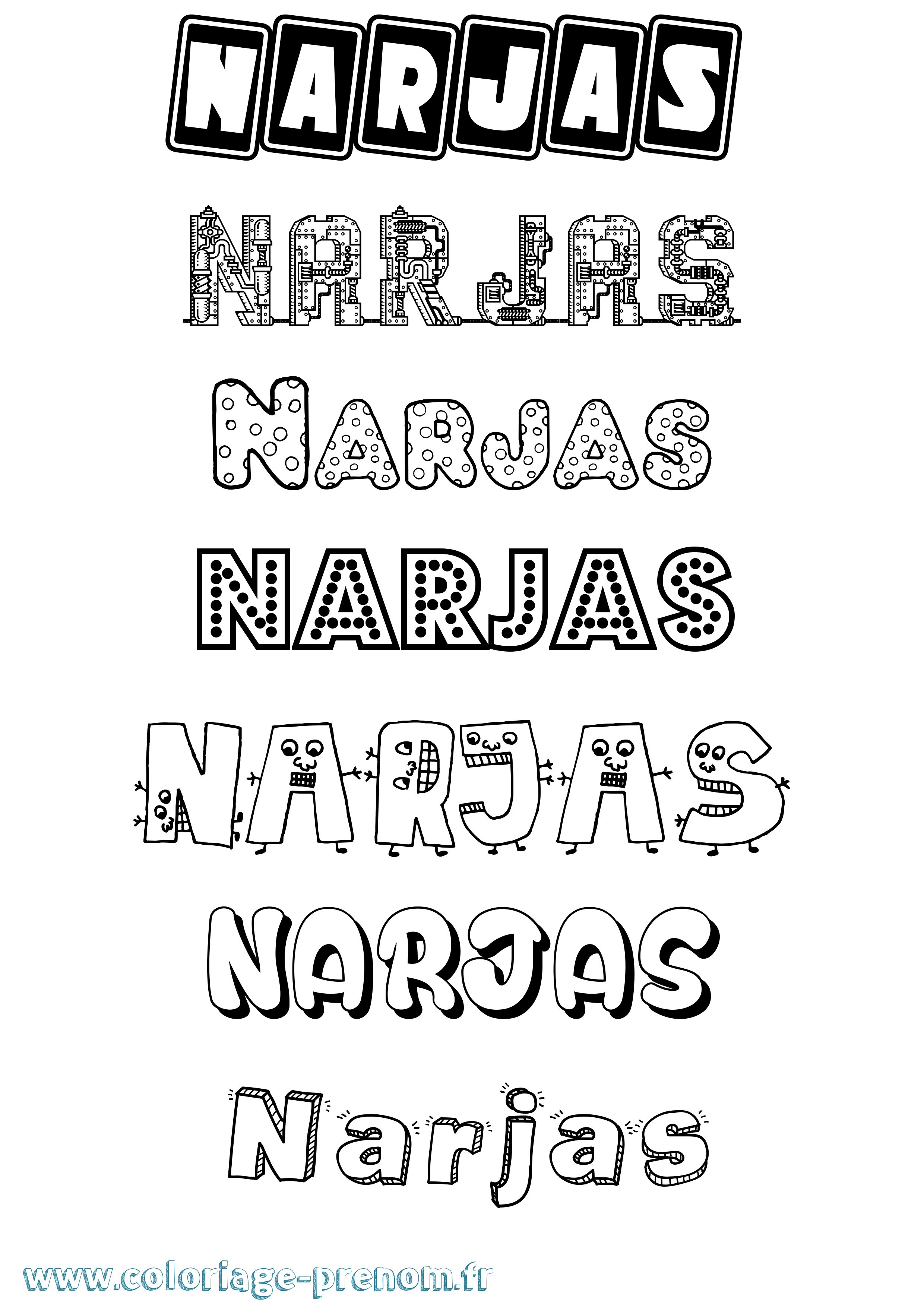 Coloriage Narjas Fun Coloriage prénom Narjas Fun