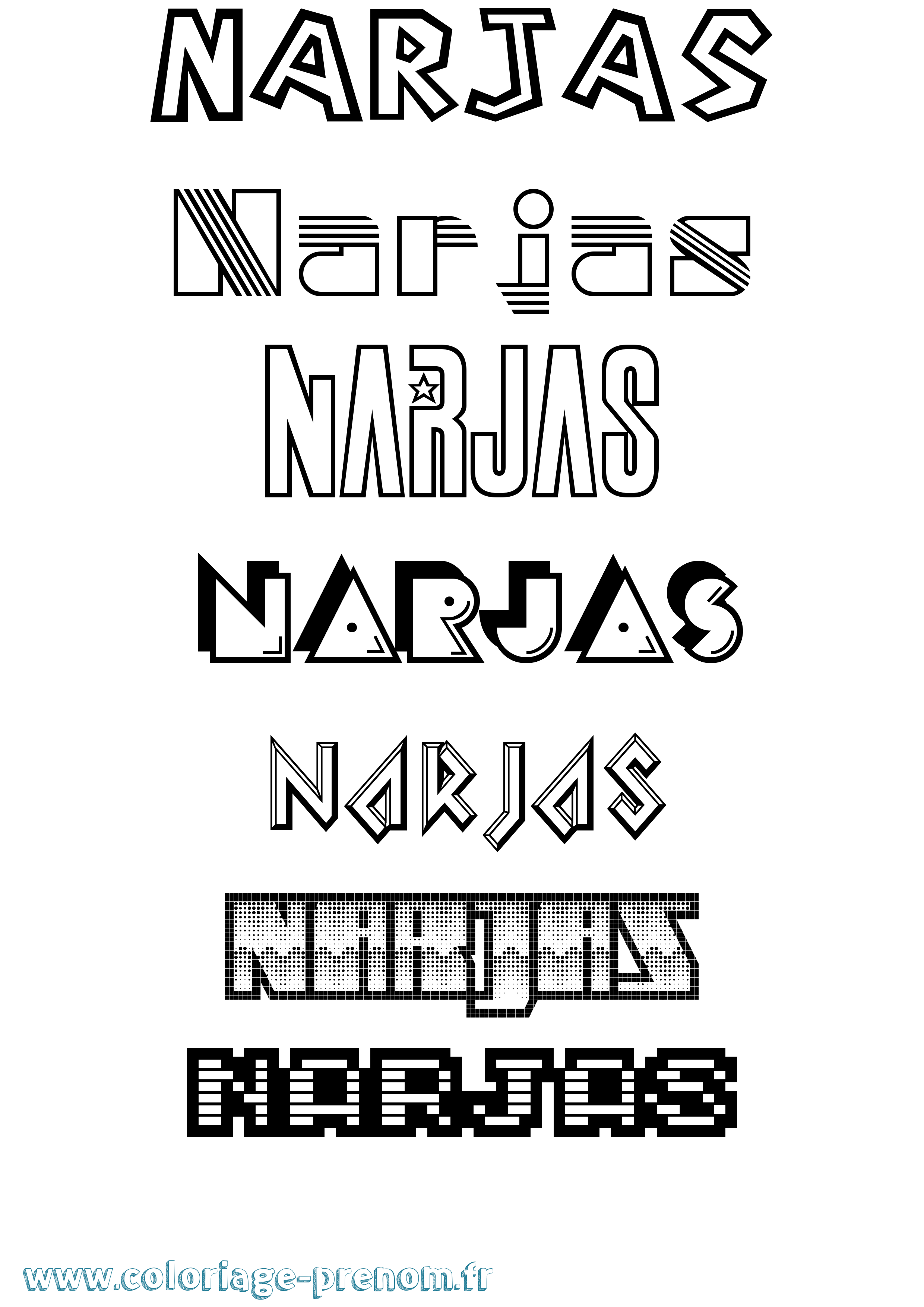 Coloriage Narjas Jeux Vidéos Coloriage prénom Narjas Jeux Vidéos