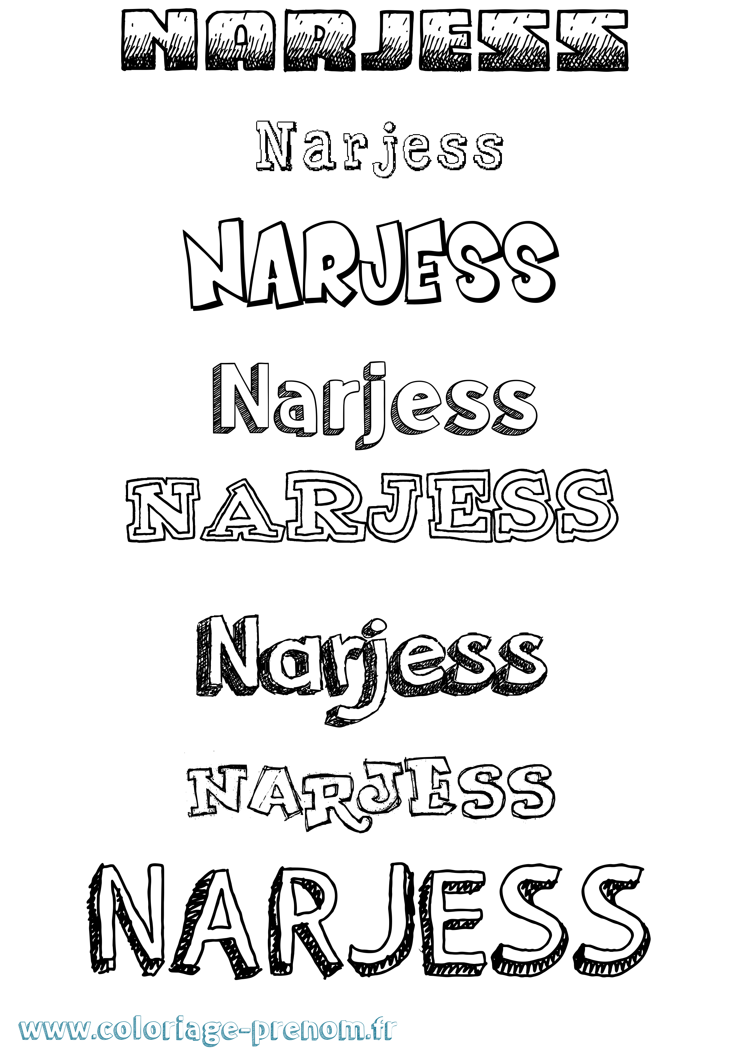 Coloriage Narjess Dessiné Coloriage prénom Narjess Dessiné