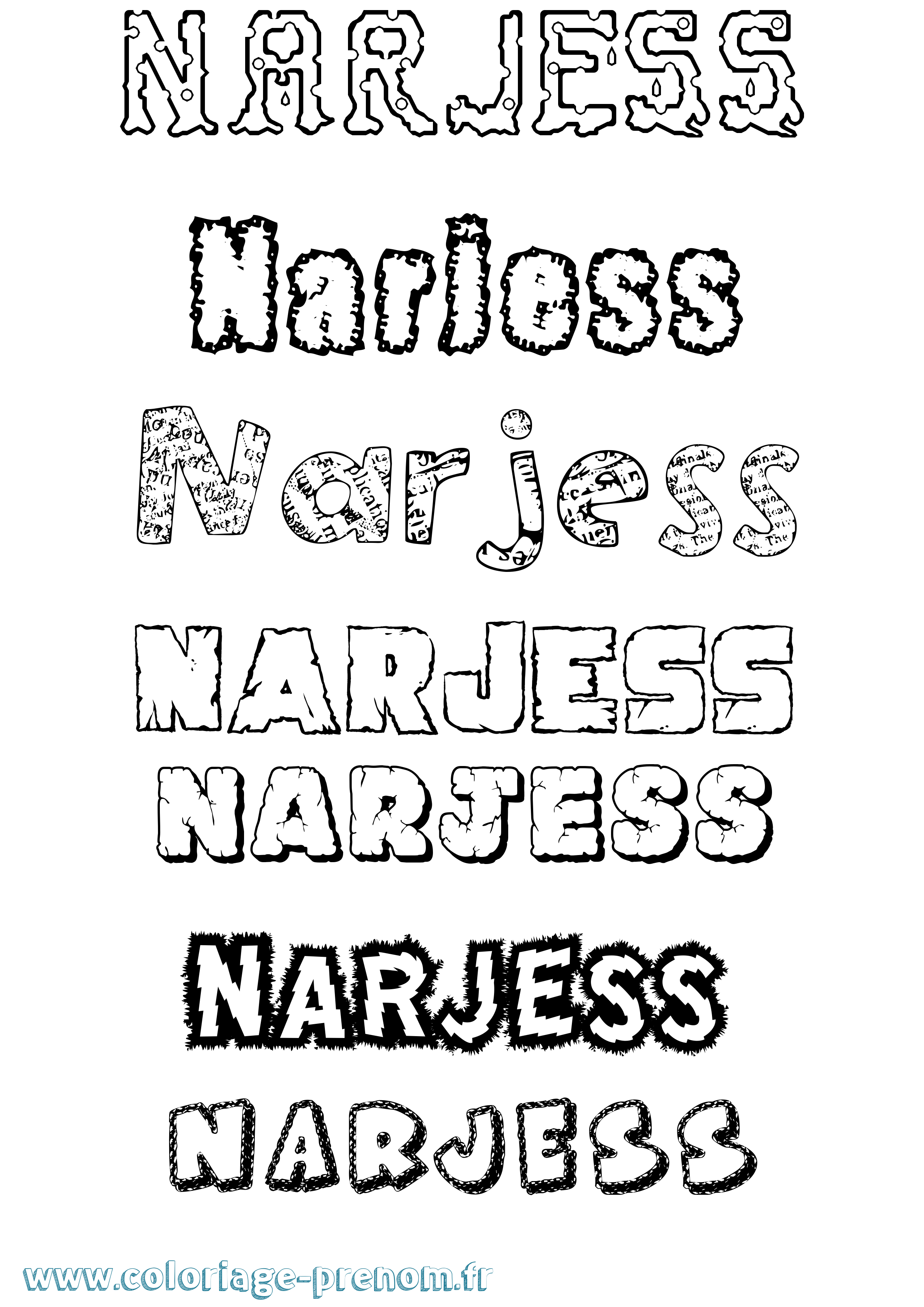 Coloriage Narjess Destructuré Coloriage prénom Narjess Destructuré