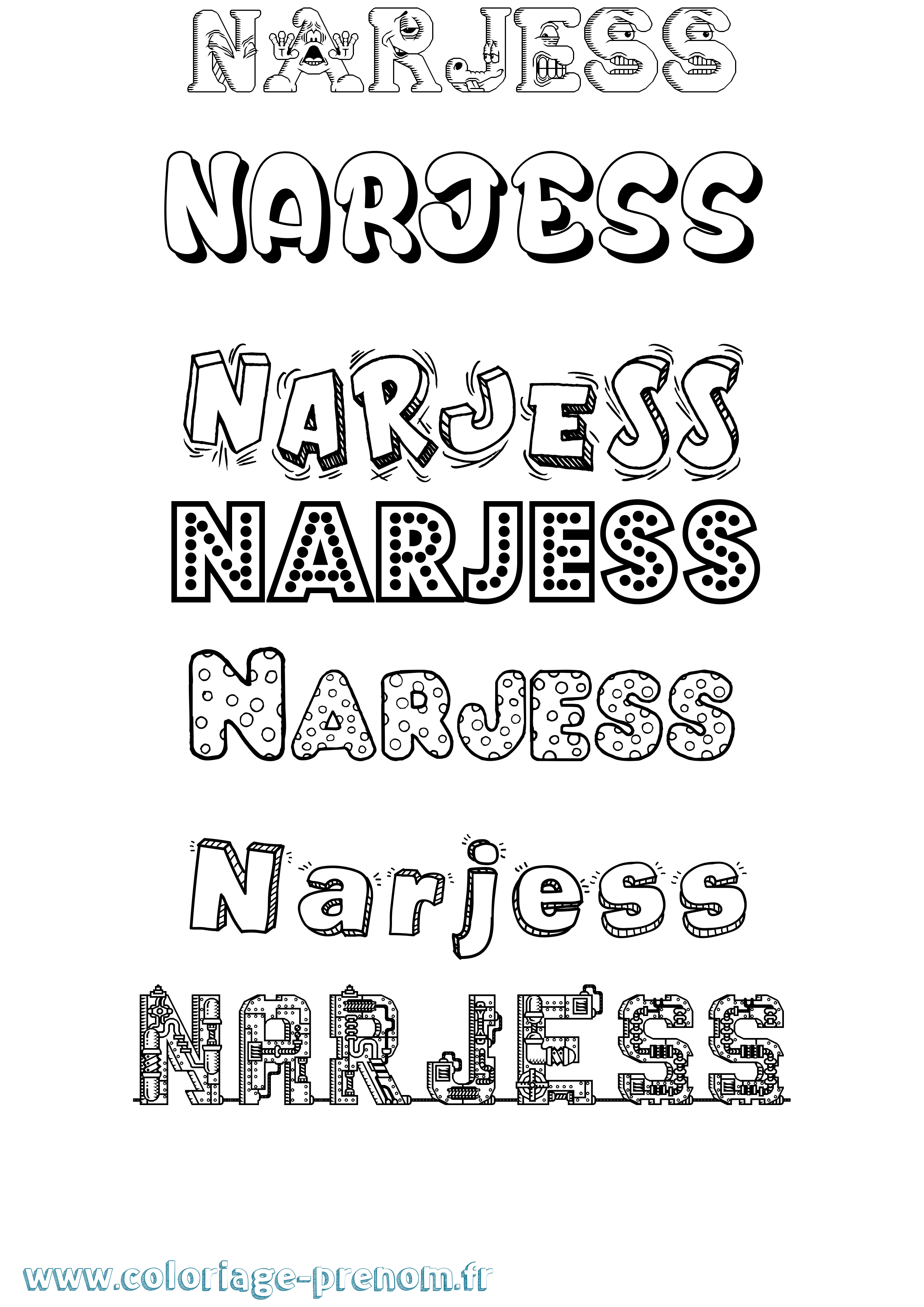 Coloriage Narjess Fun Coloriage prénom Narjess Fun