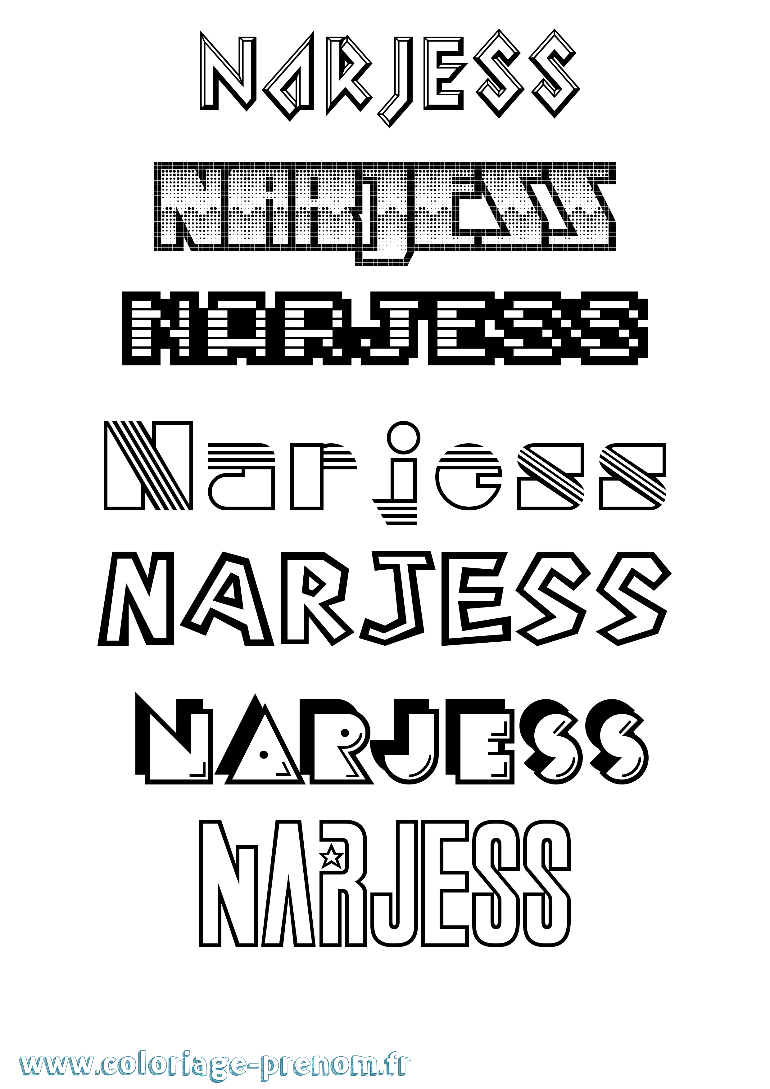 Coloriage Narjess Jeux Vidéos Coloriage prénom Narjess Jeux Vidéos