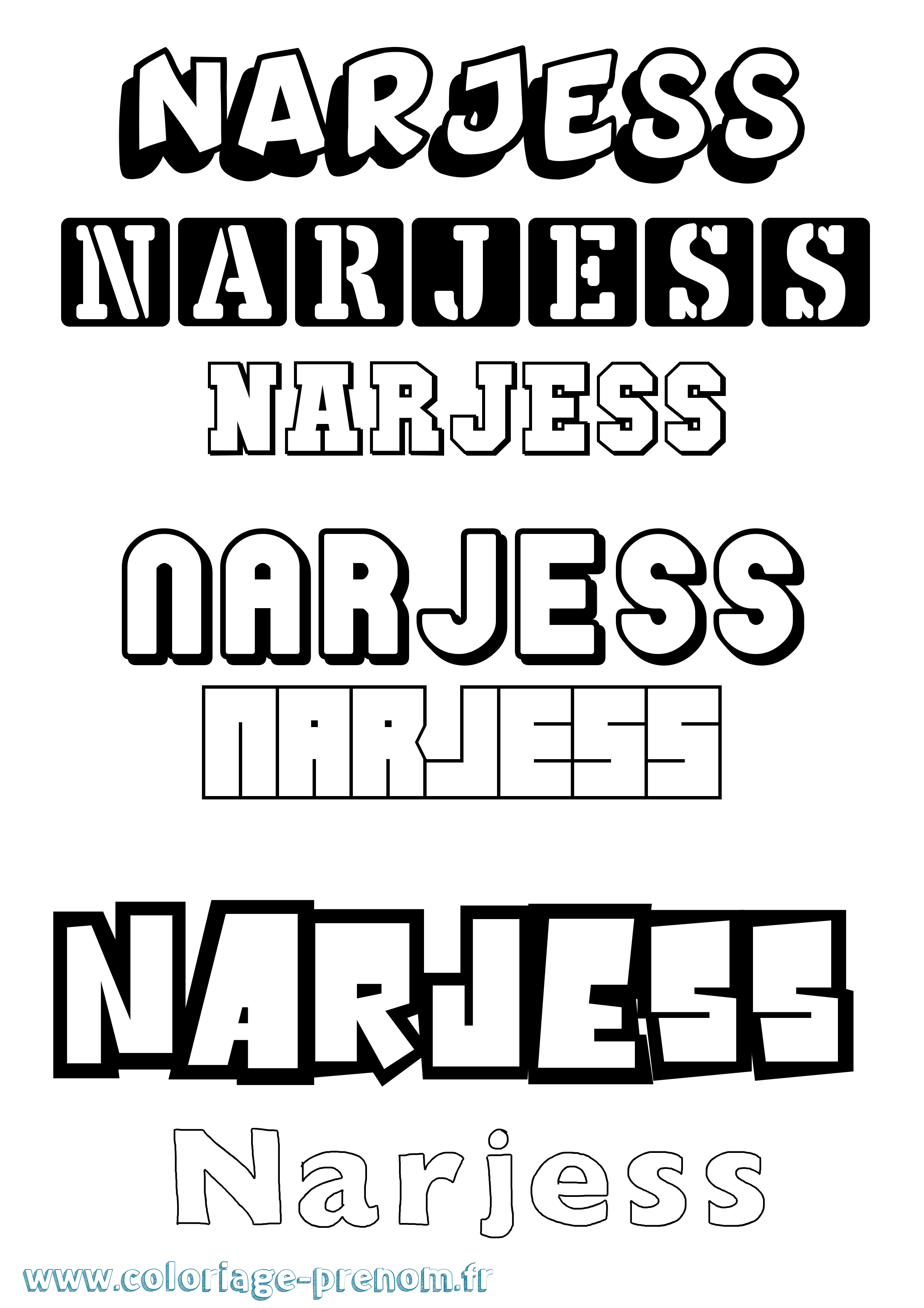 Coloriage Narjess Simple Coloriage prénom Narjess Simple
