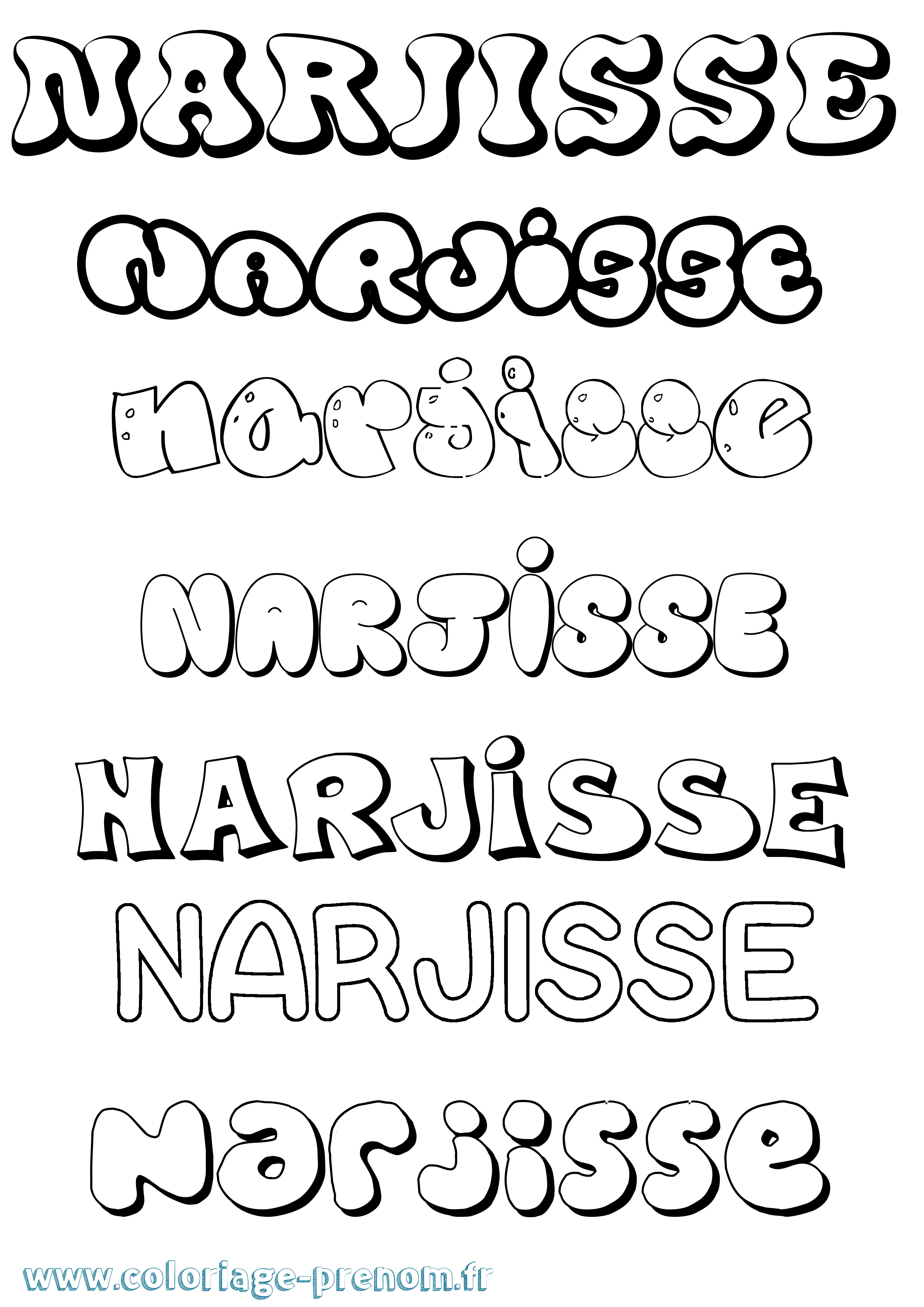 Coloriage Narjisse Bubble Coloriage prénom Narjisse Bubble