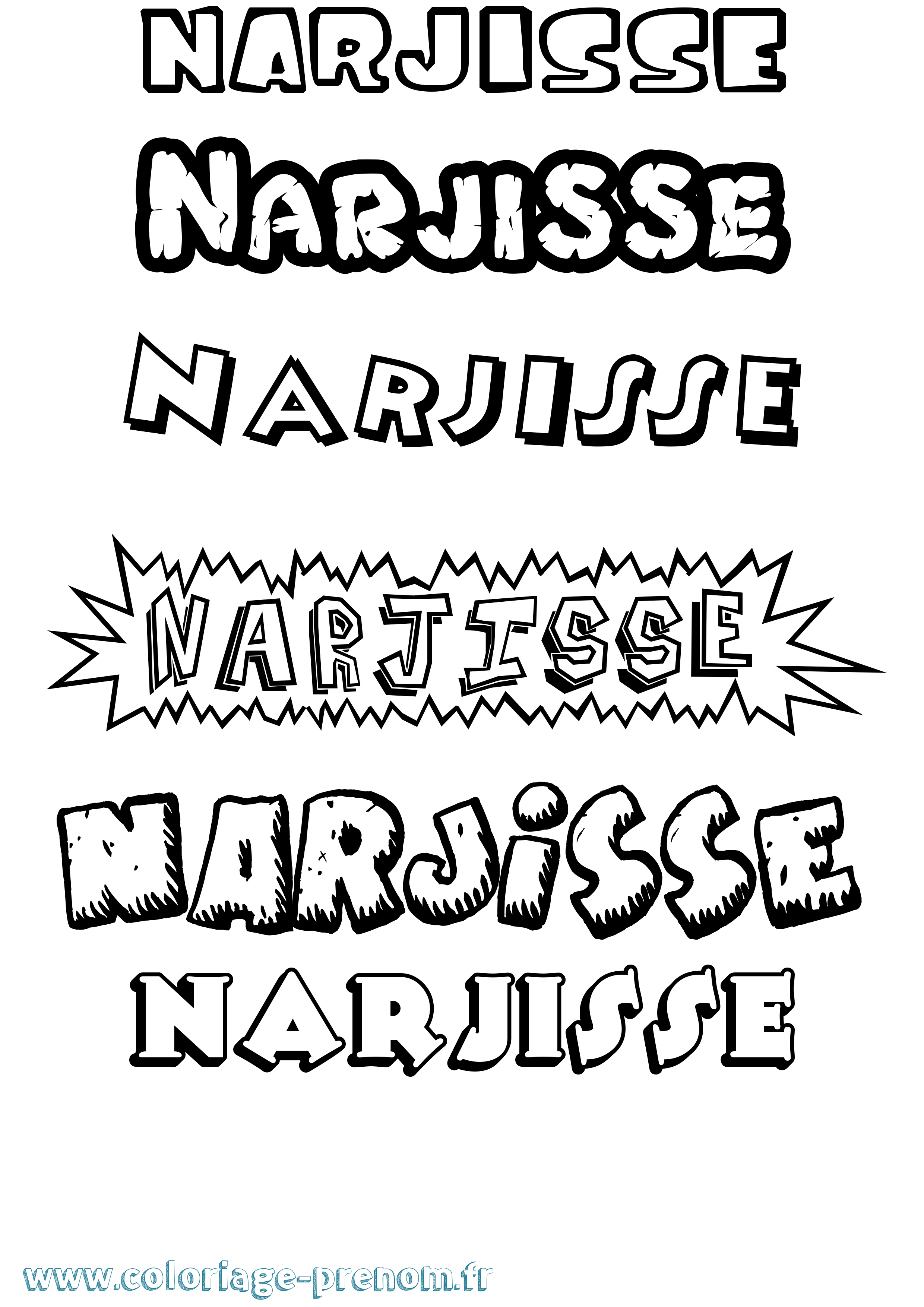 Coloriage Narjisse Dessin Animé Coloriage prénom Narjisse Dessin Animé