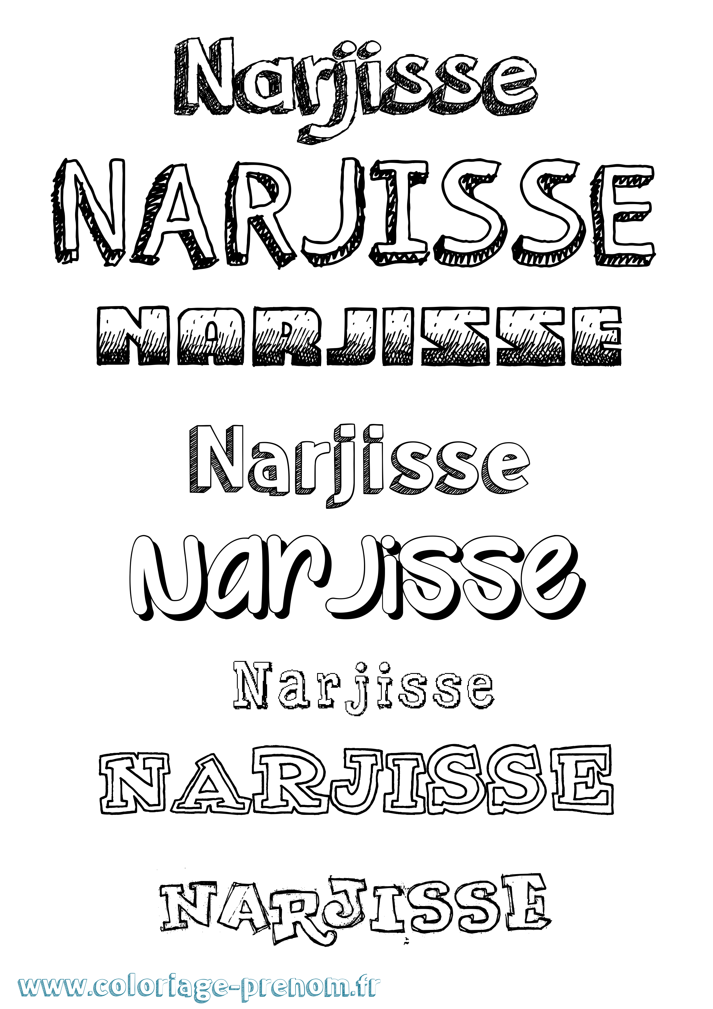 Coloriage Narjisse Dessiné Coloriage prénom Narjisse Dessiné