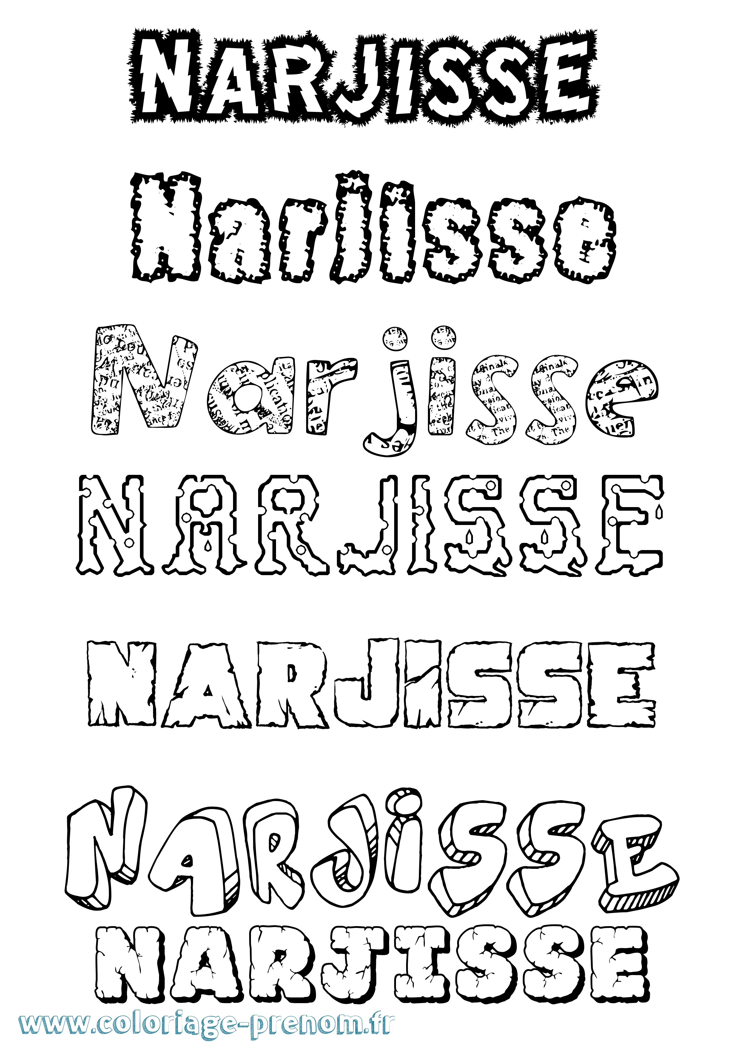 Coloriage Narjisse Destructuré Coloriage prénom Narjisse Destructuré