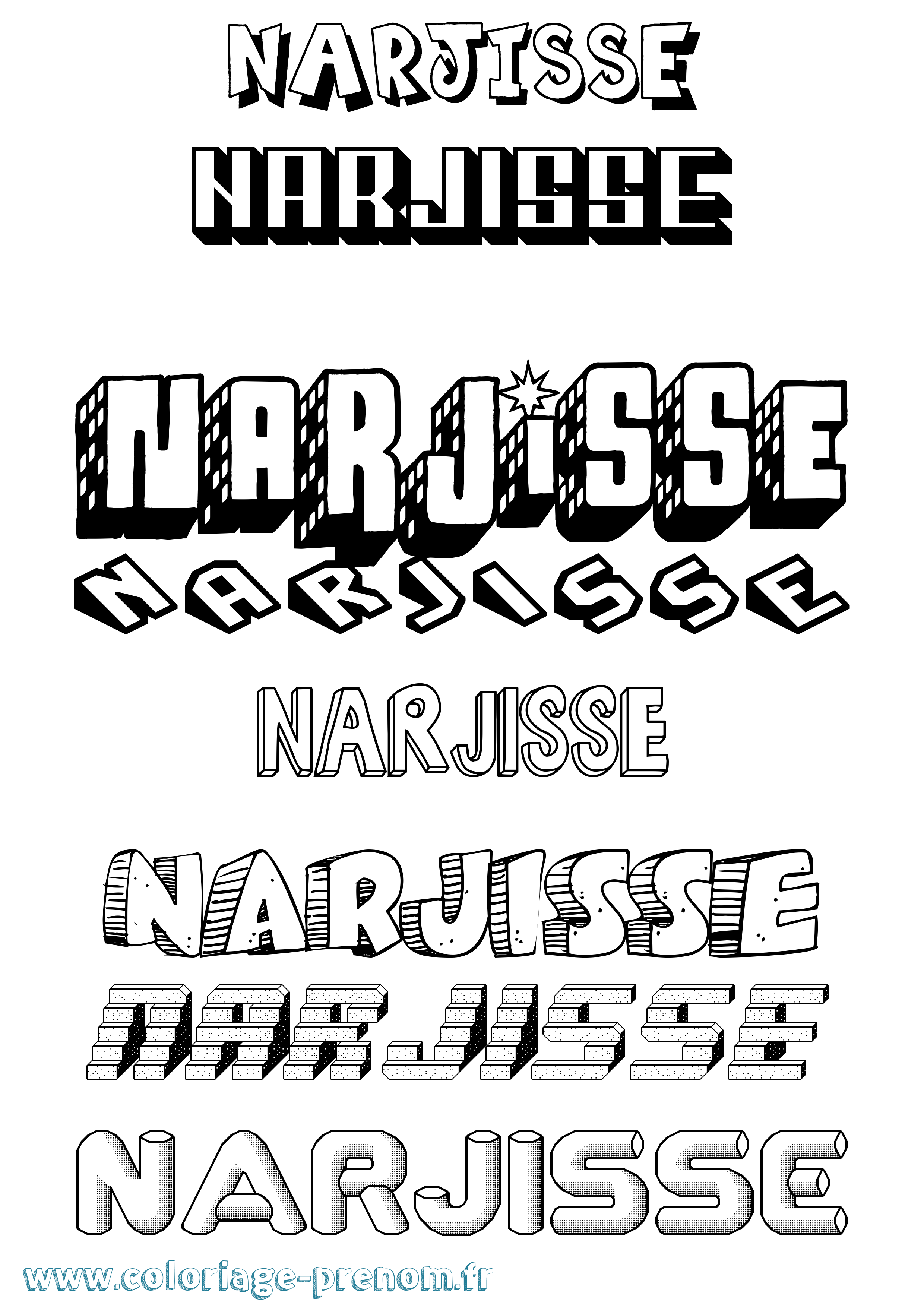Coloriage Narjisse Effet 3D Coloriage prénom Narjisse Effet 3D