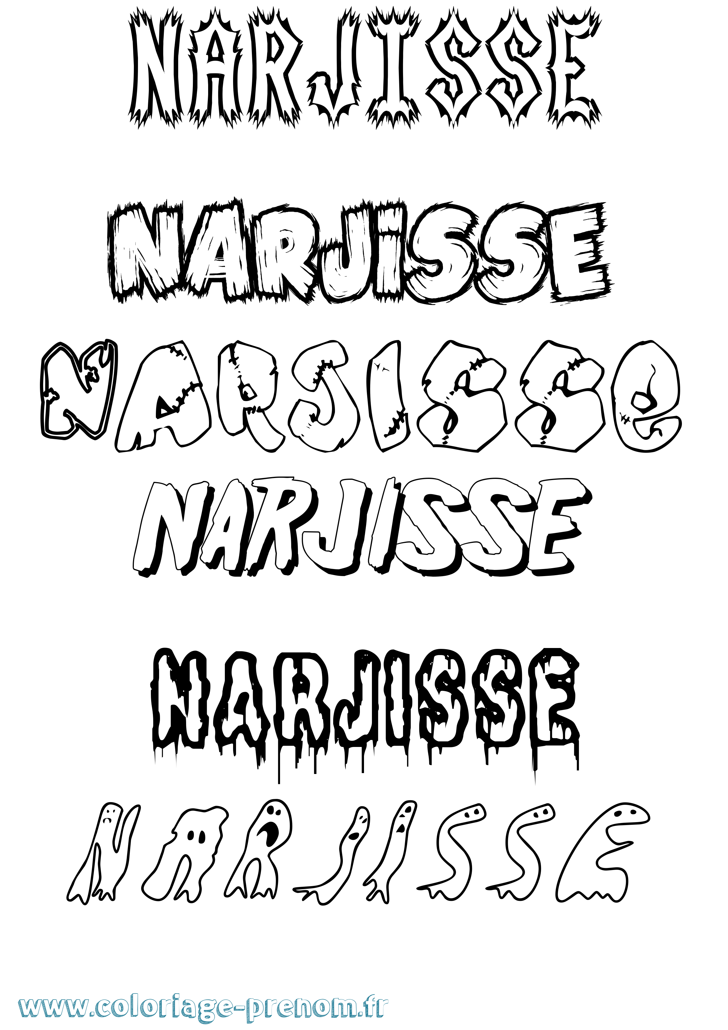 Coloriage Narjisse Frisson Coloriage prénom Narjisse Frisson