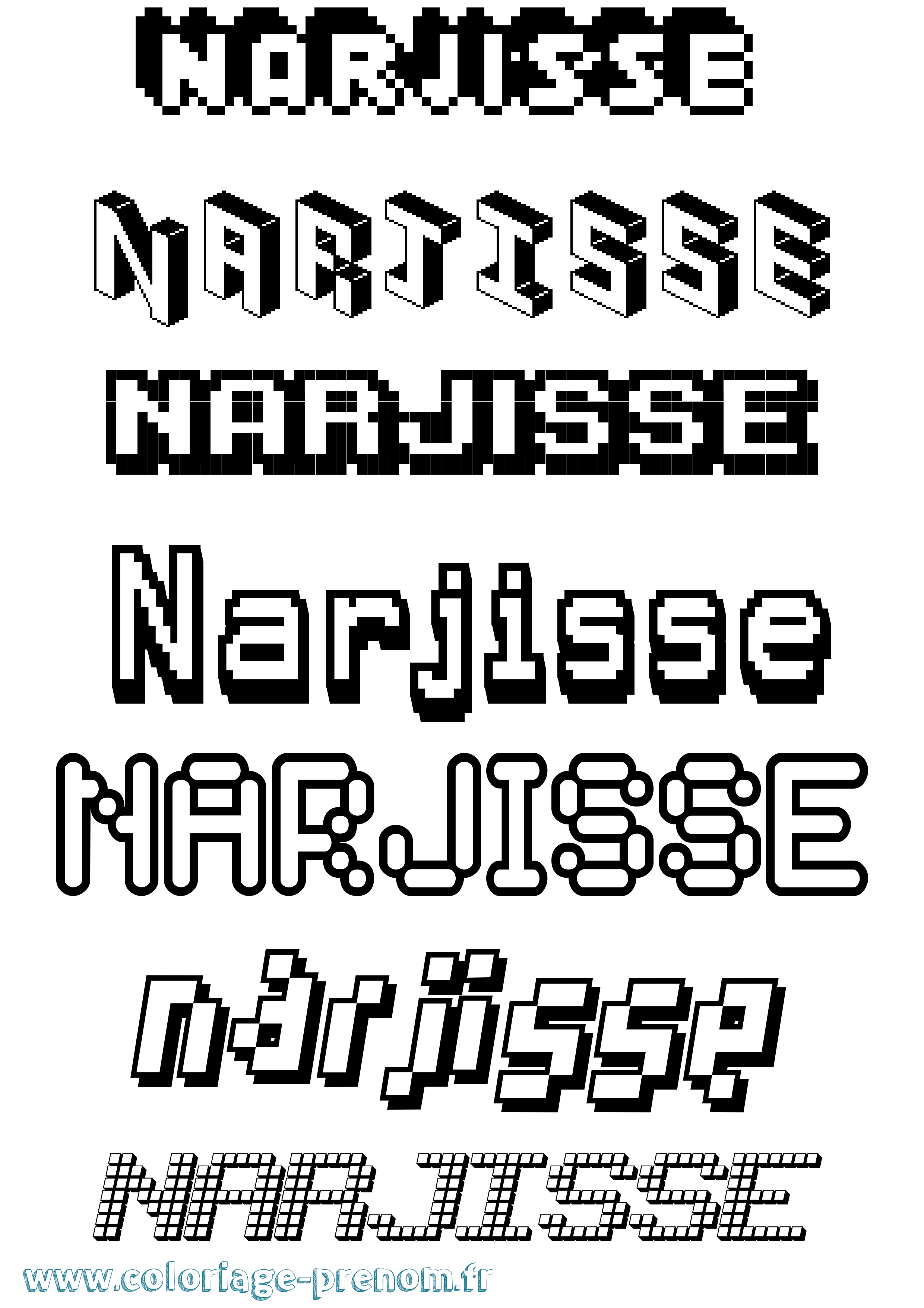 Coloriage Narjisse Pixel Coloriage prénom Narjisse Pixel