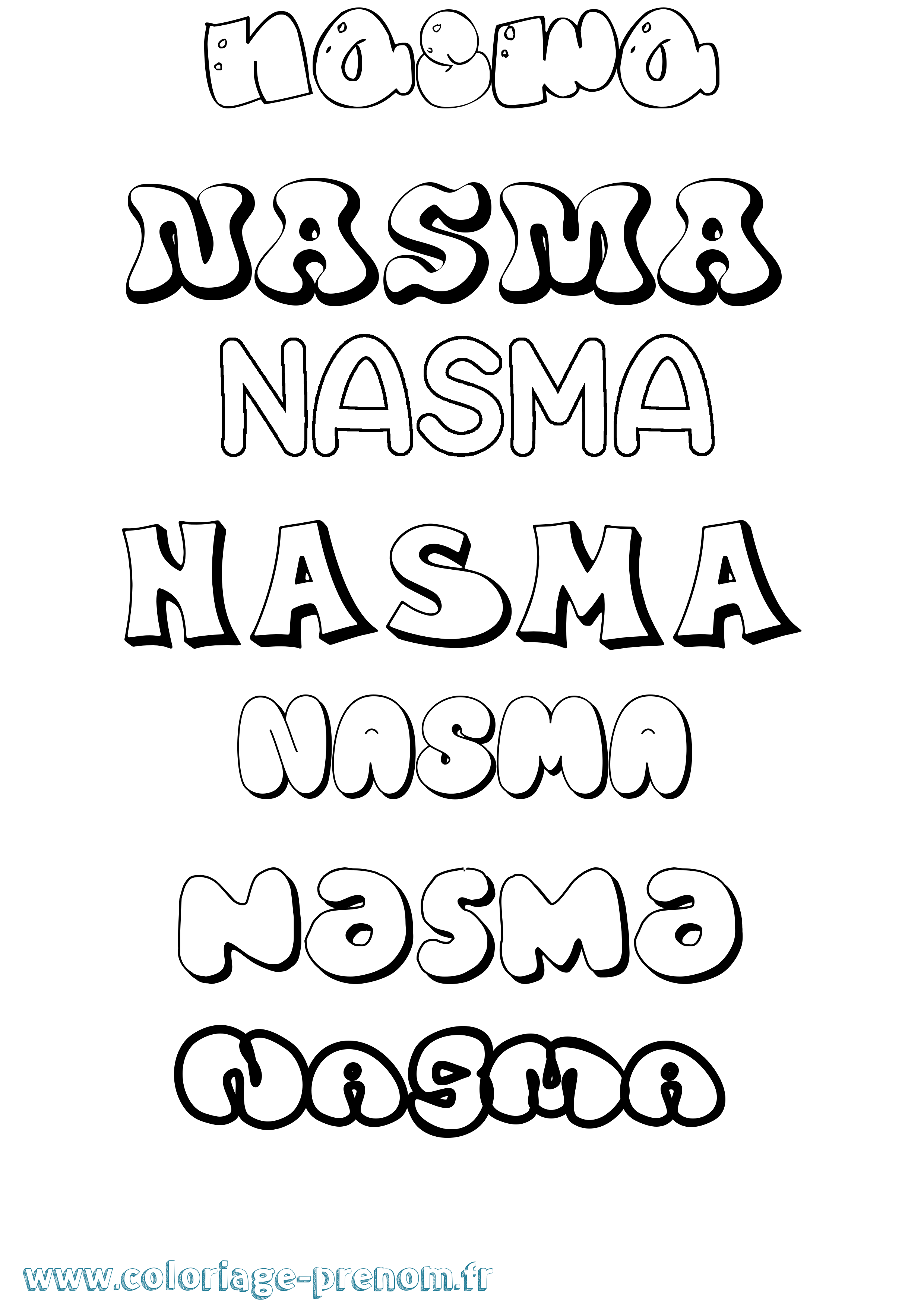 Coloriage Nasma Bubble Coloriage prénom Nasma Bubble