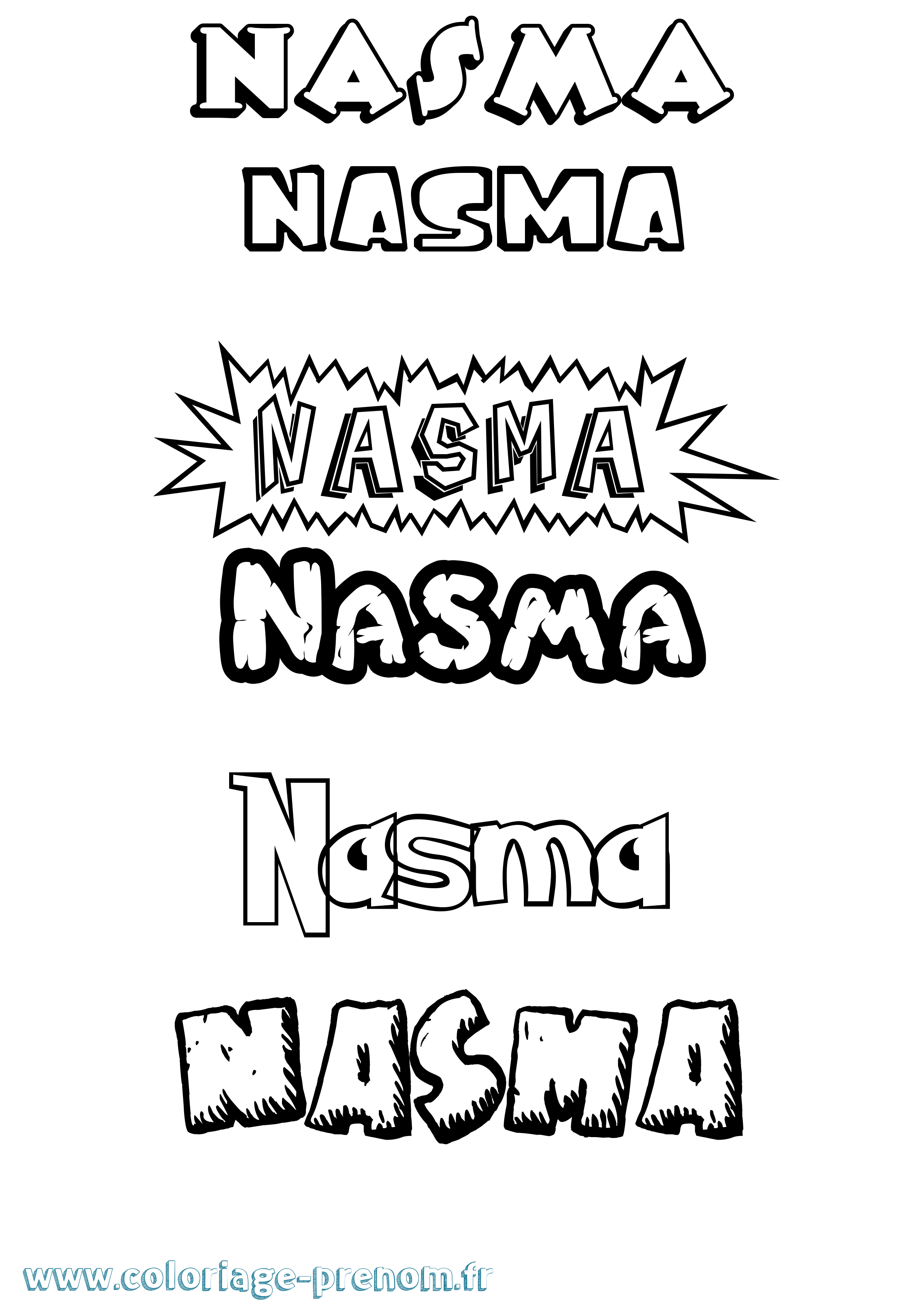 Coloriage Nasma Dessin Animé Coloriage prénom Nasma Dessin Animé