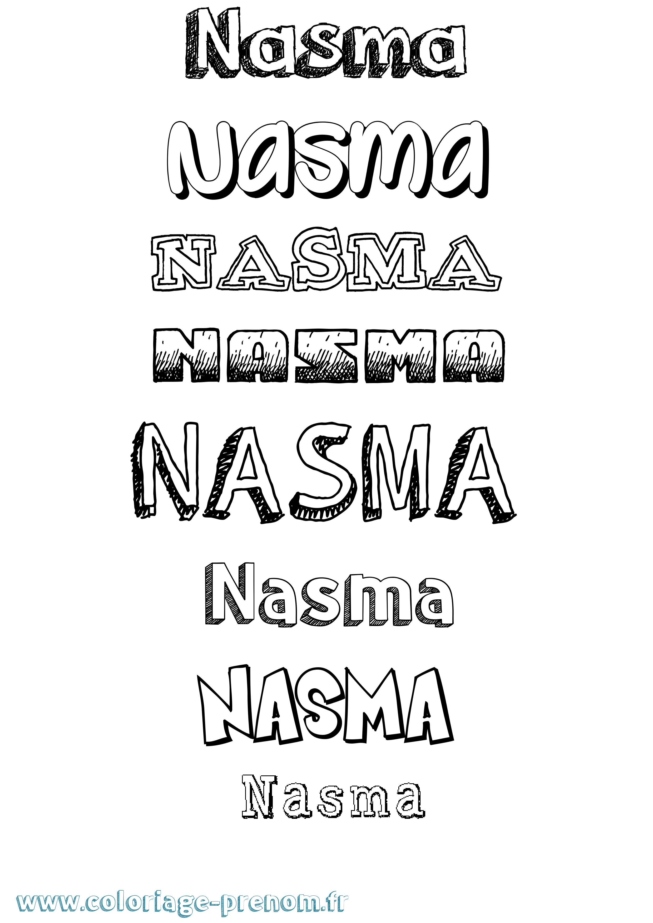 Coloriage Nasma Dessiné Coloriage prénom Nasma Dessiné