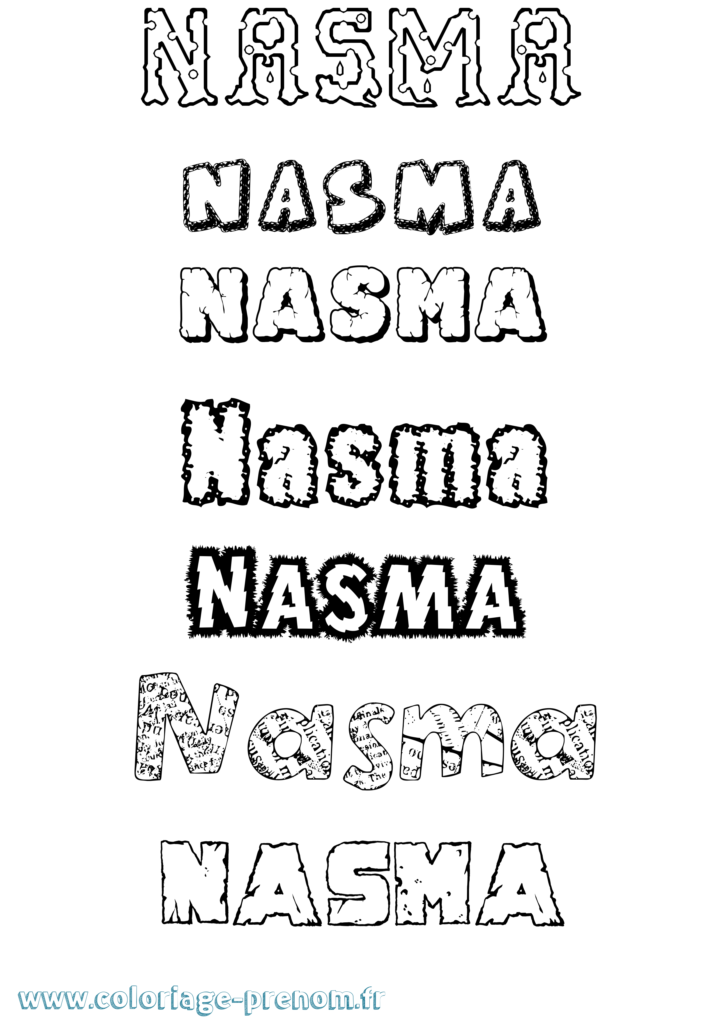 Coloriage Nasma Destructuré Coloriage prénom Nasma Destructuré