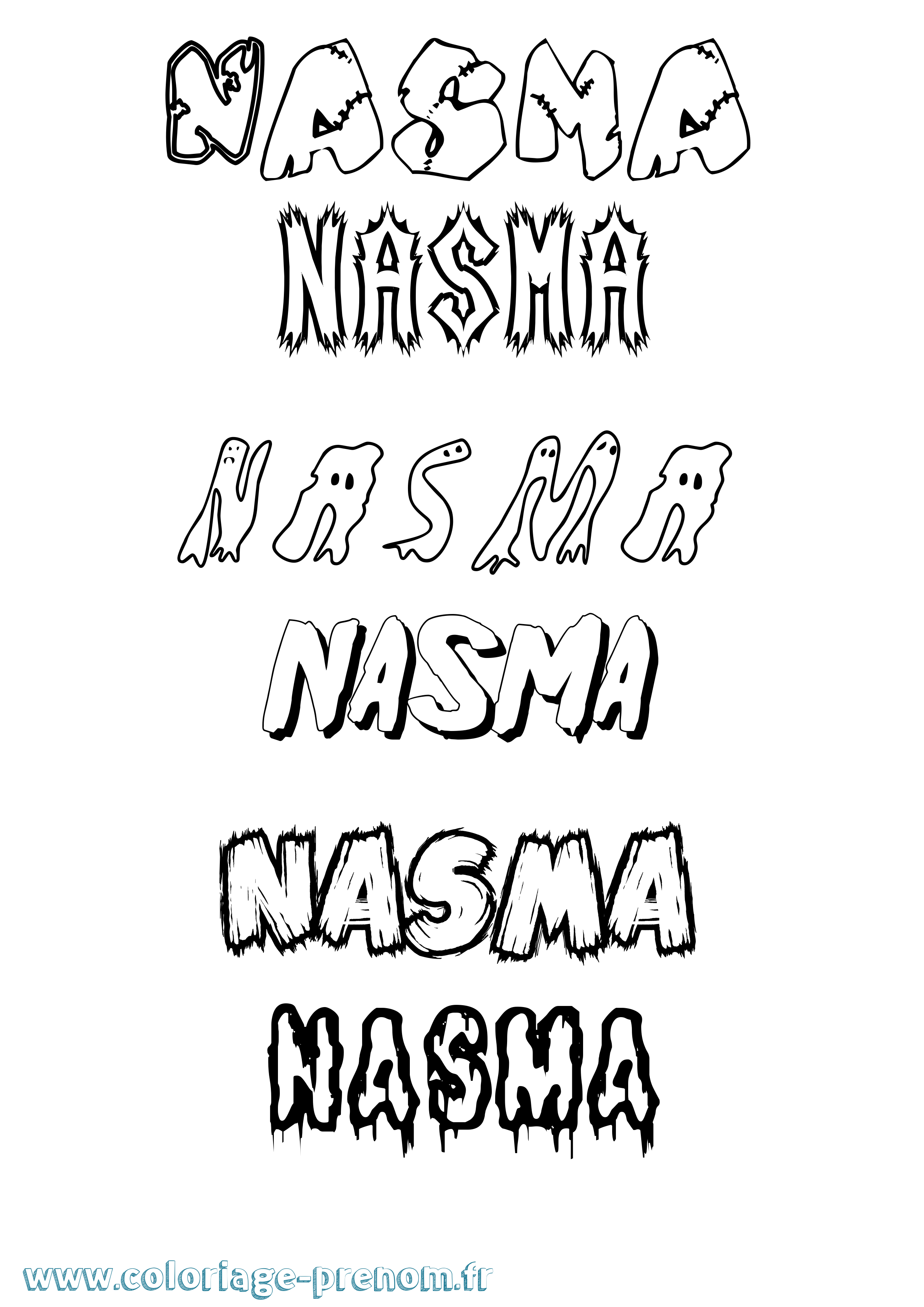 Coloriage Nasma Frisson Coloriage prénom Nasma Frisson