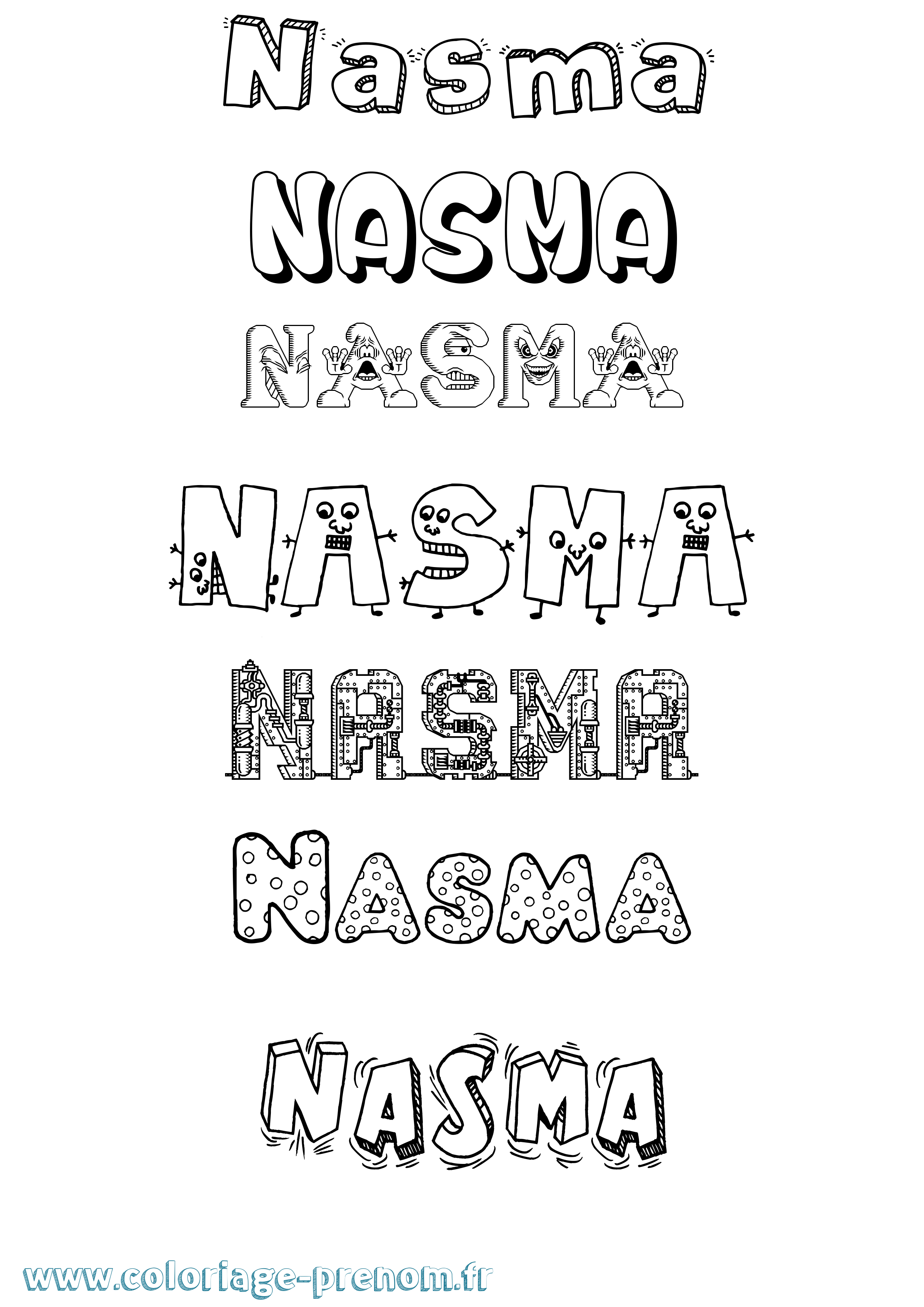 Coloriage Nasma Fun Coloriage prénom Nasma Fun