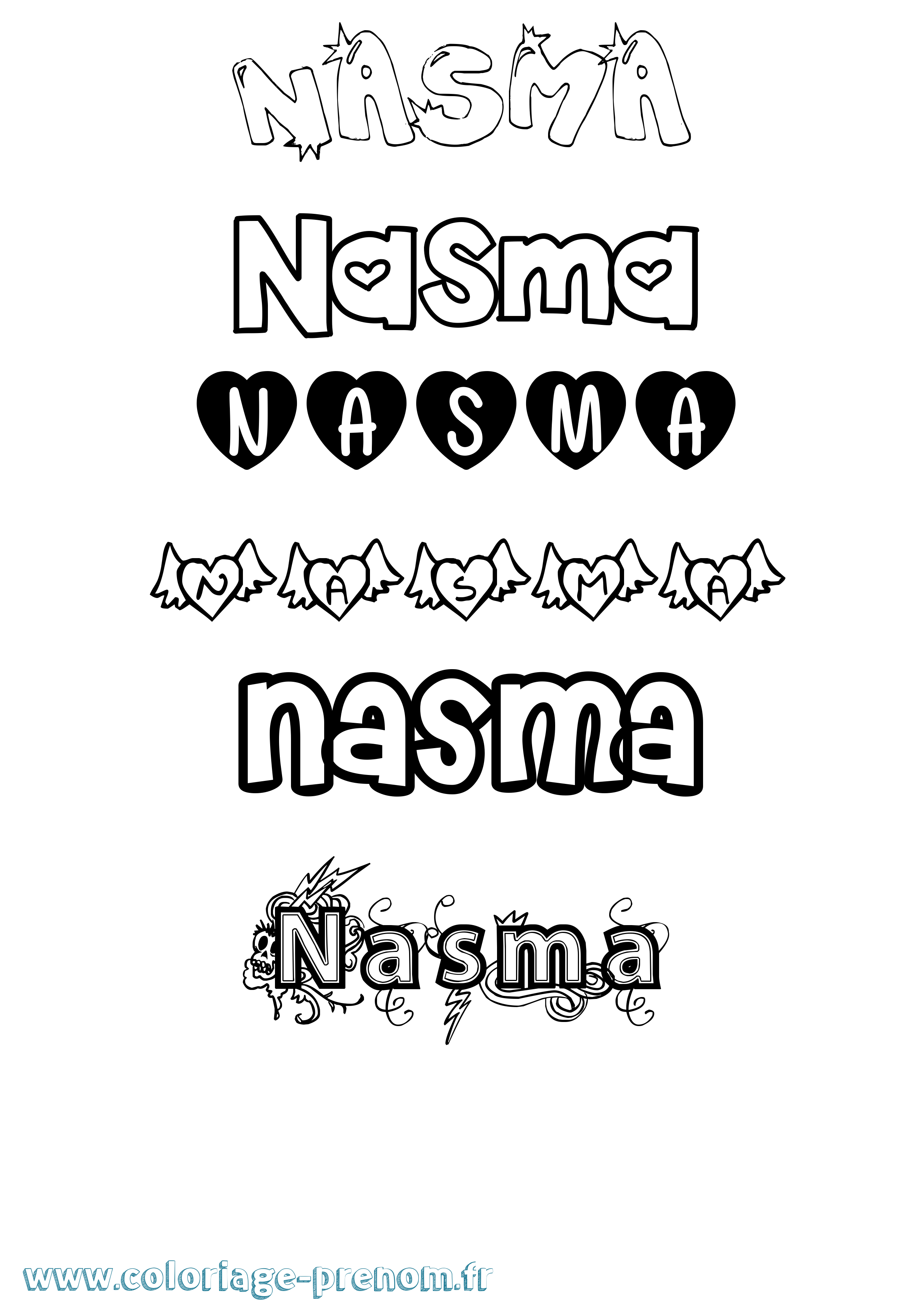 Coloriage Nasma Girly Coloriage prénom Nasma Girly