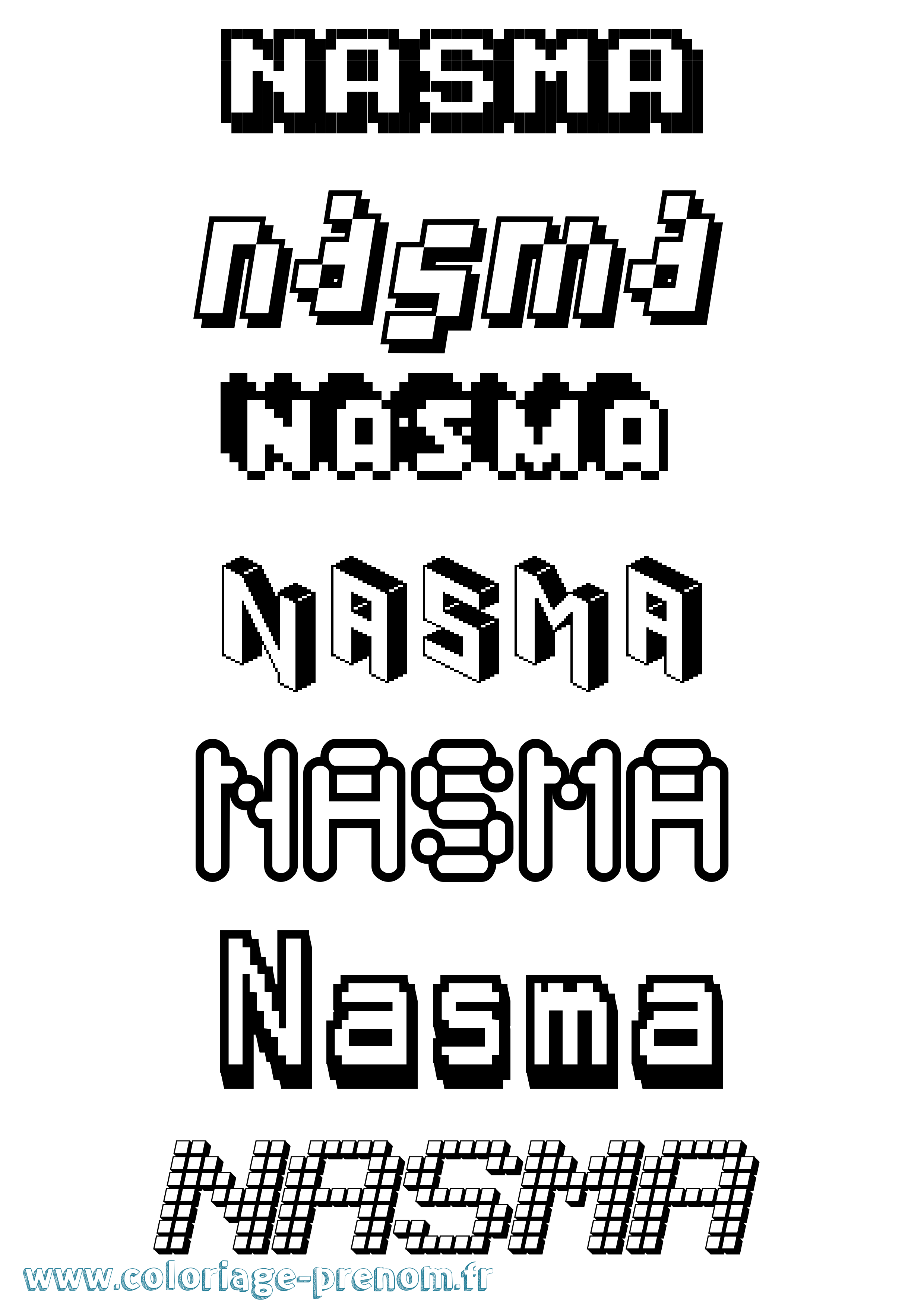 Coloriage Nasma Pixel Coloriage prénom Nasma Pixel