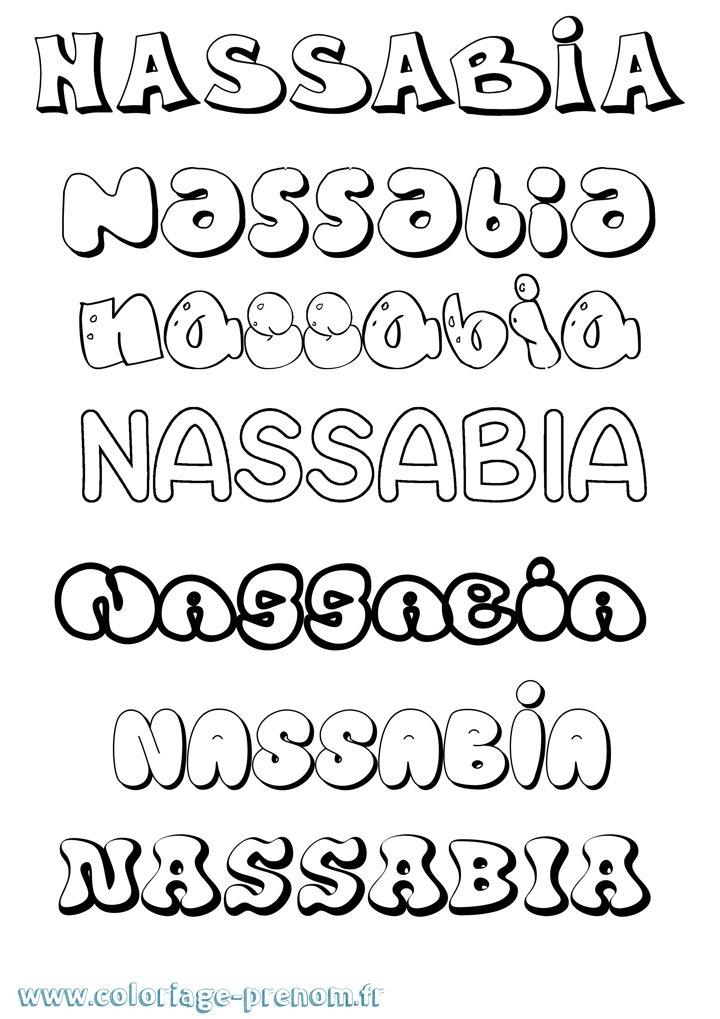 Coloriage Nassabia Bubble Coloriage prénom Nassabia Bubble