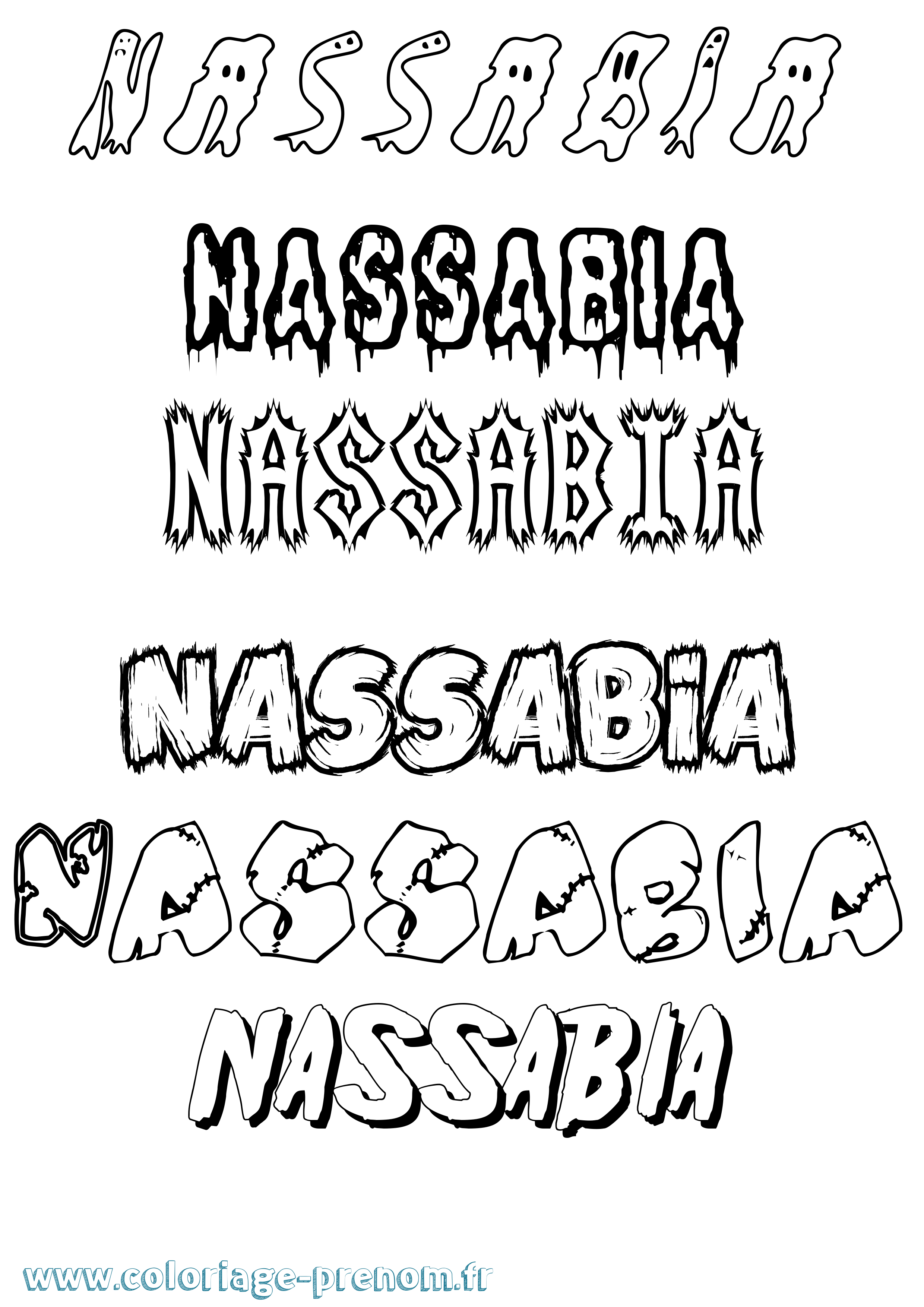 Coloriage Nassabia Frisson Coloriage prénom Nassabia Frisson