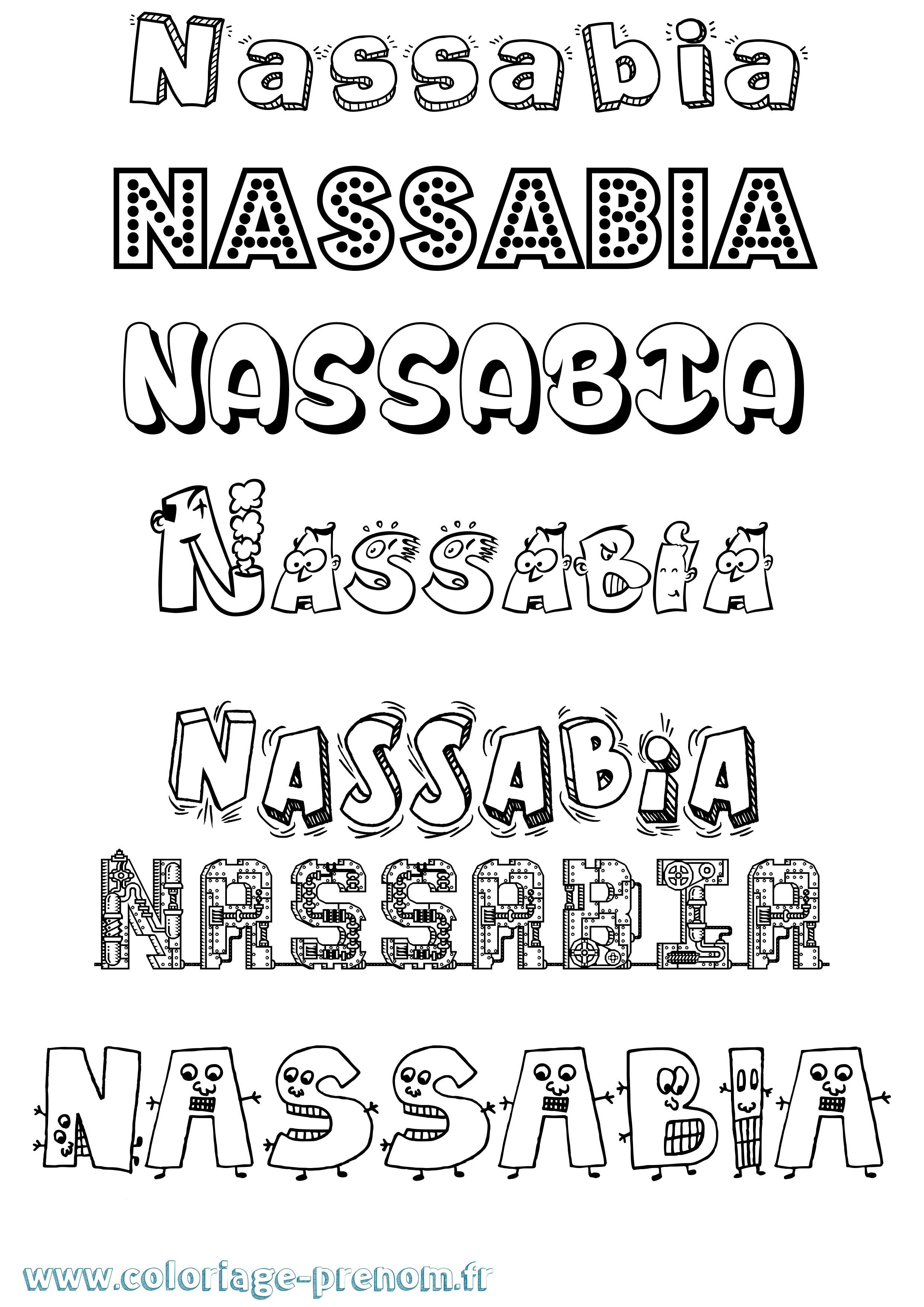 Coloriage Nassabia Fun Coloriage prénom Nassabia Fun