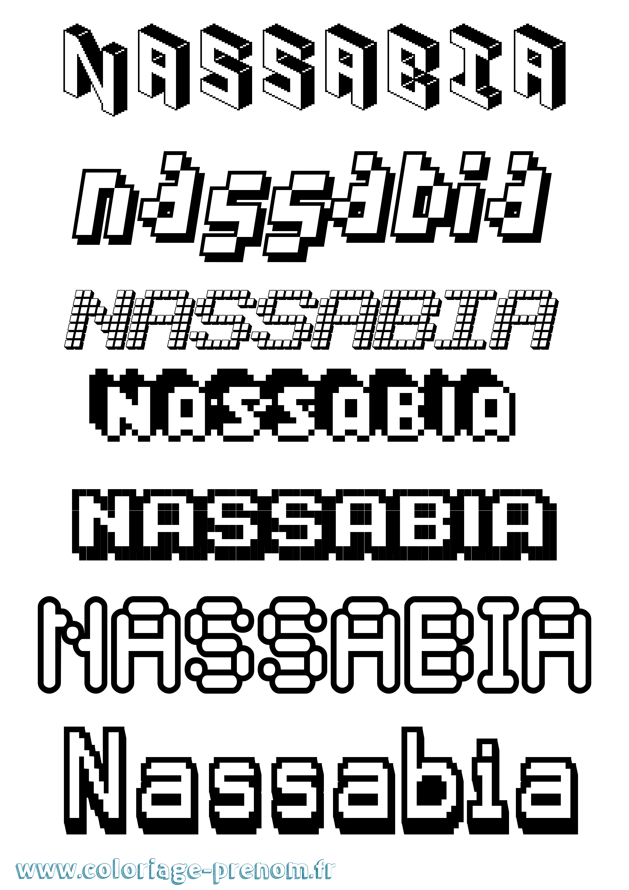 Coloriage Nassabia Pixel Coloriage prénom Nassabia Pixel