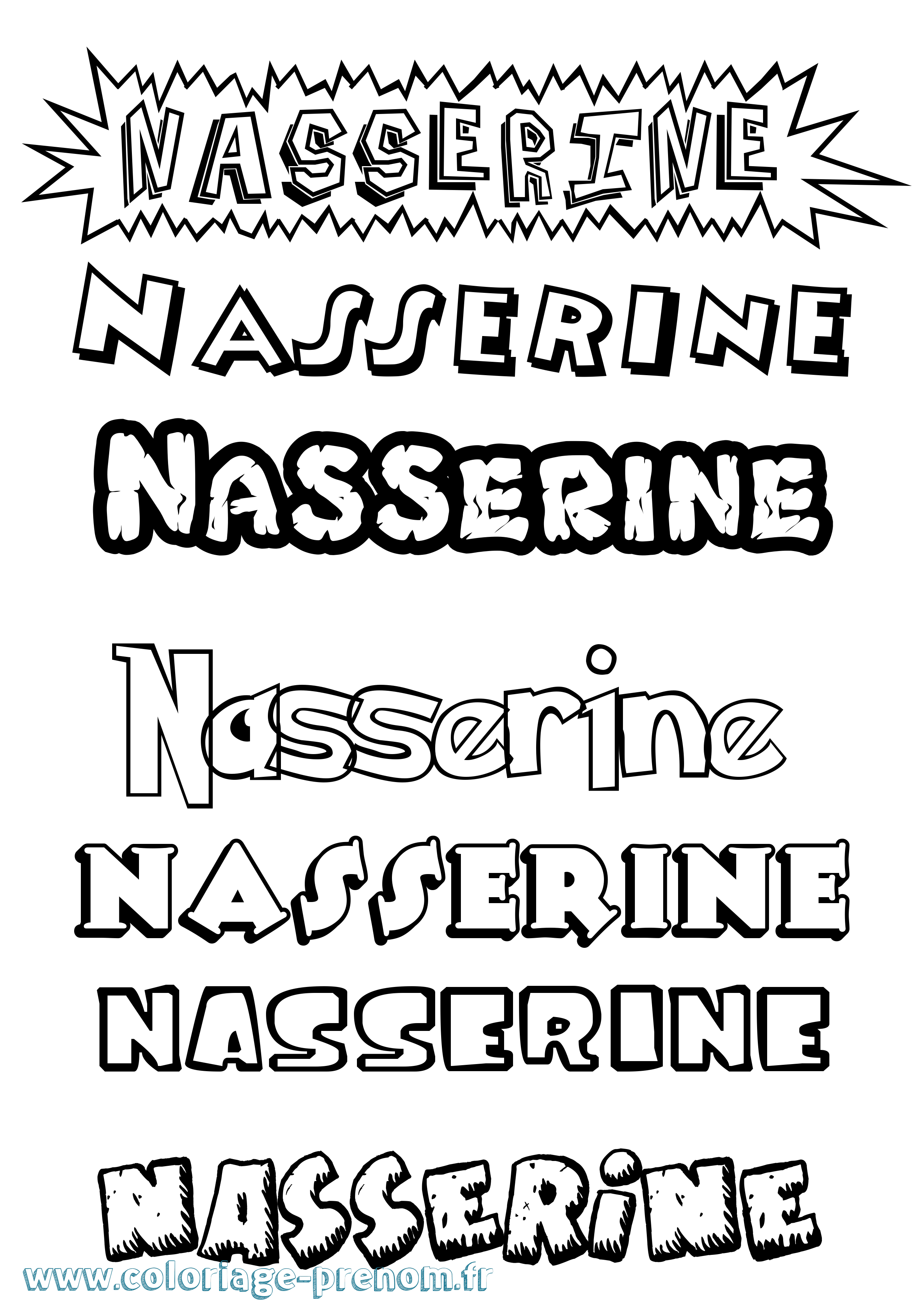 Coloriage Nasserine Dessin Animé Coloriage prénom Nasserine Dessin Animé