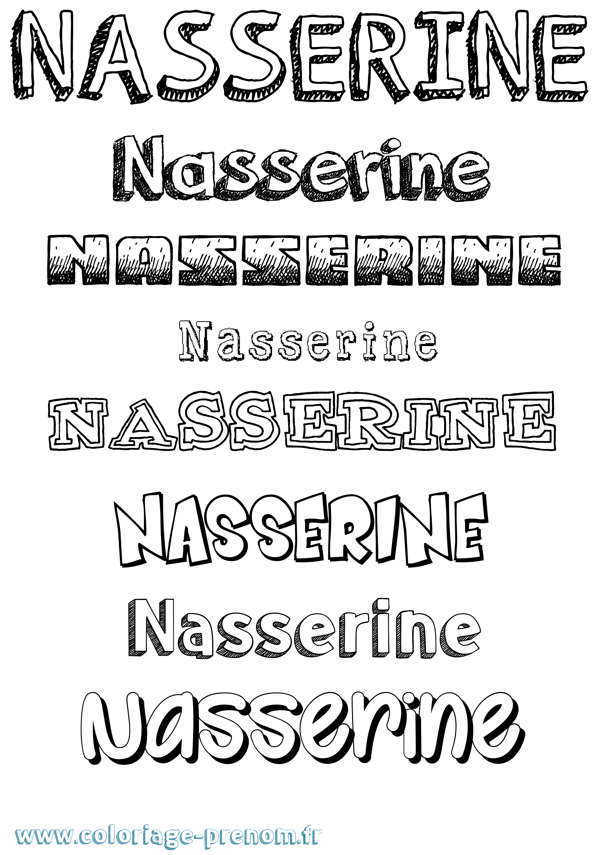 Coloriage Nasserine Dessiné Coloriage prénom Nasserine Dessiné