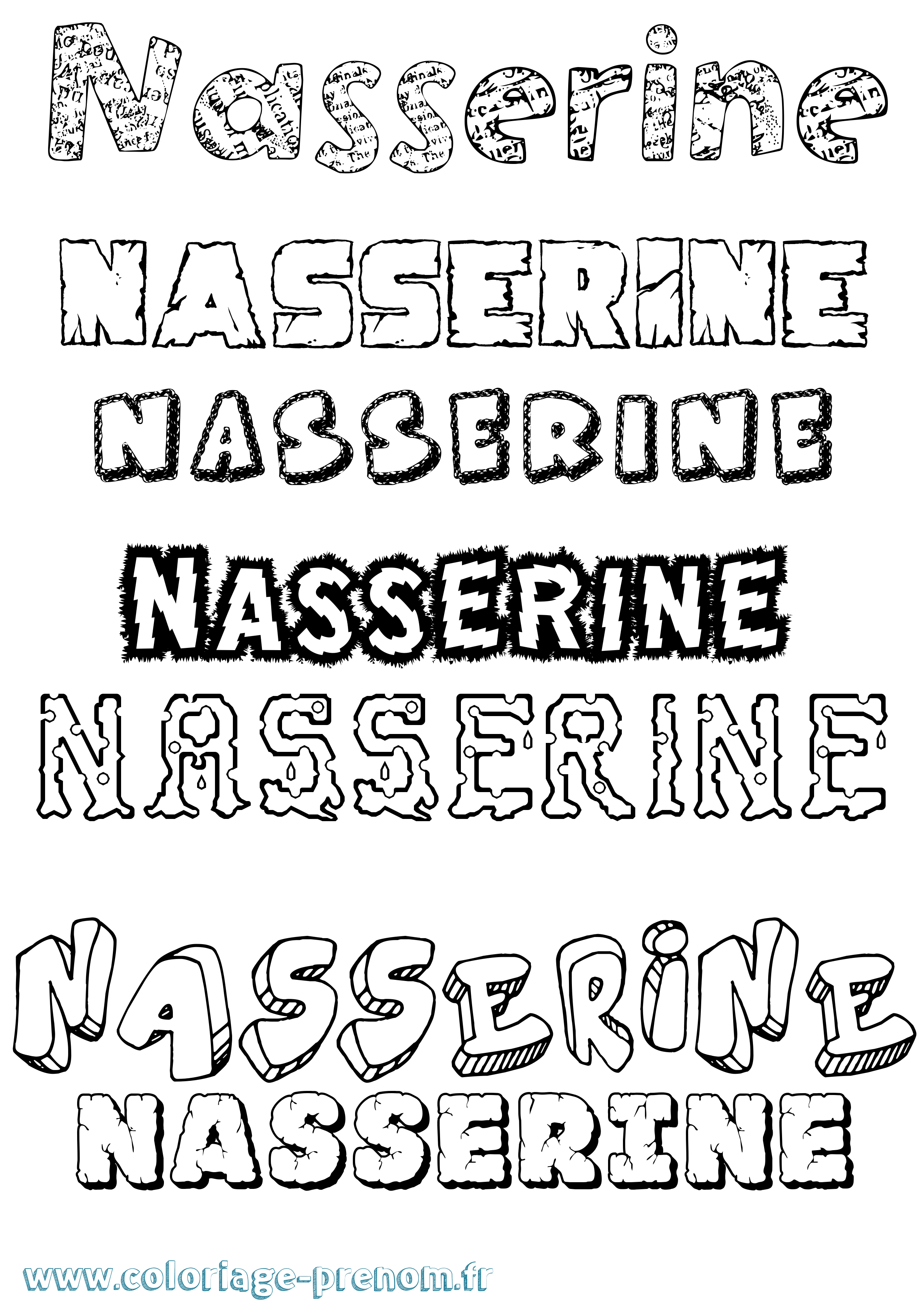 Coloriage Nasserine Destructuré Coloriage prénom Nasserine Destructuré