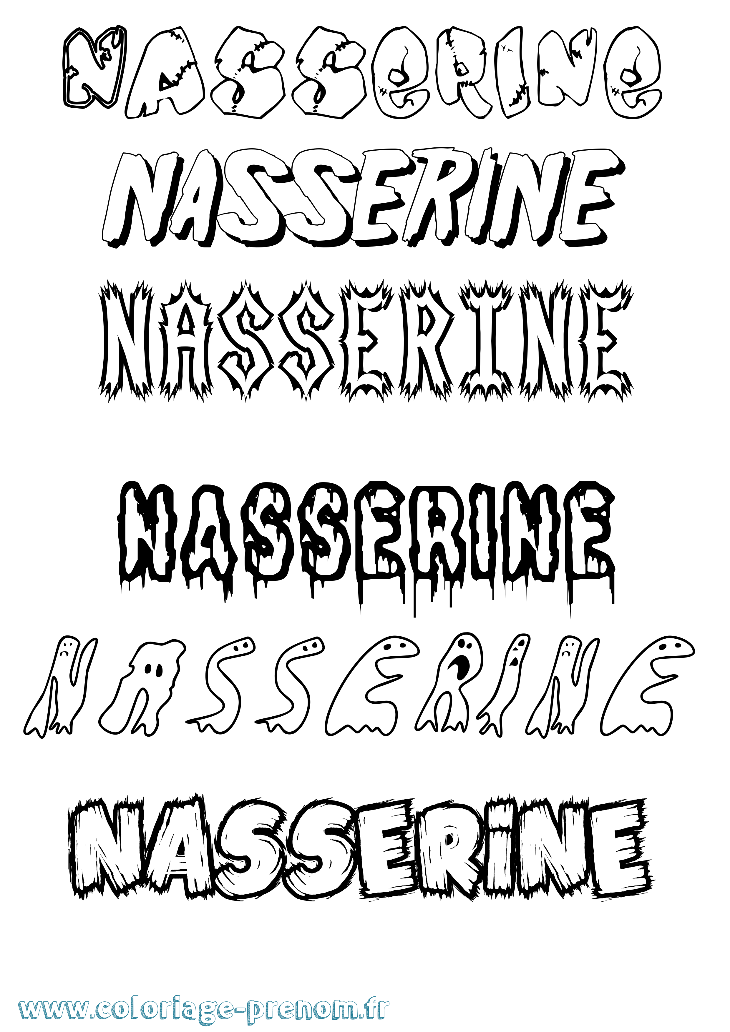 Coloriage Nasserine Frisson Coloriage prénom Nasserine Frisson