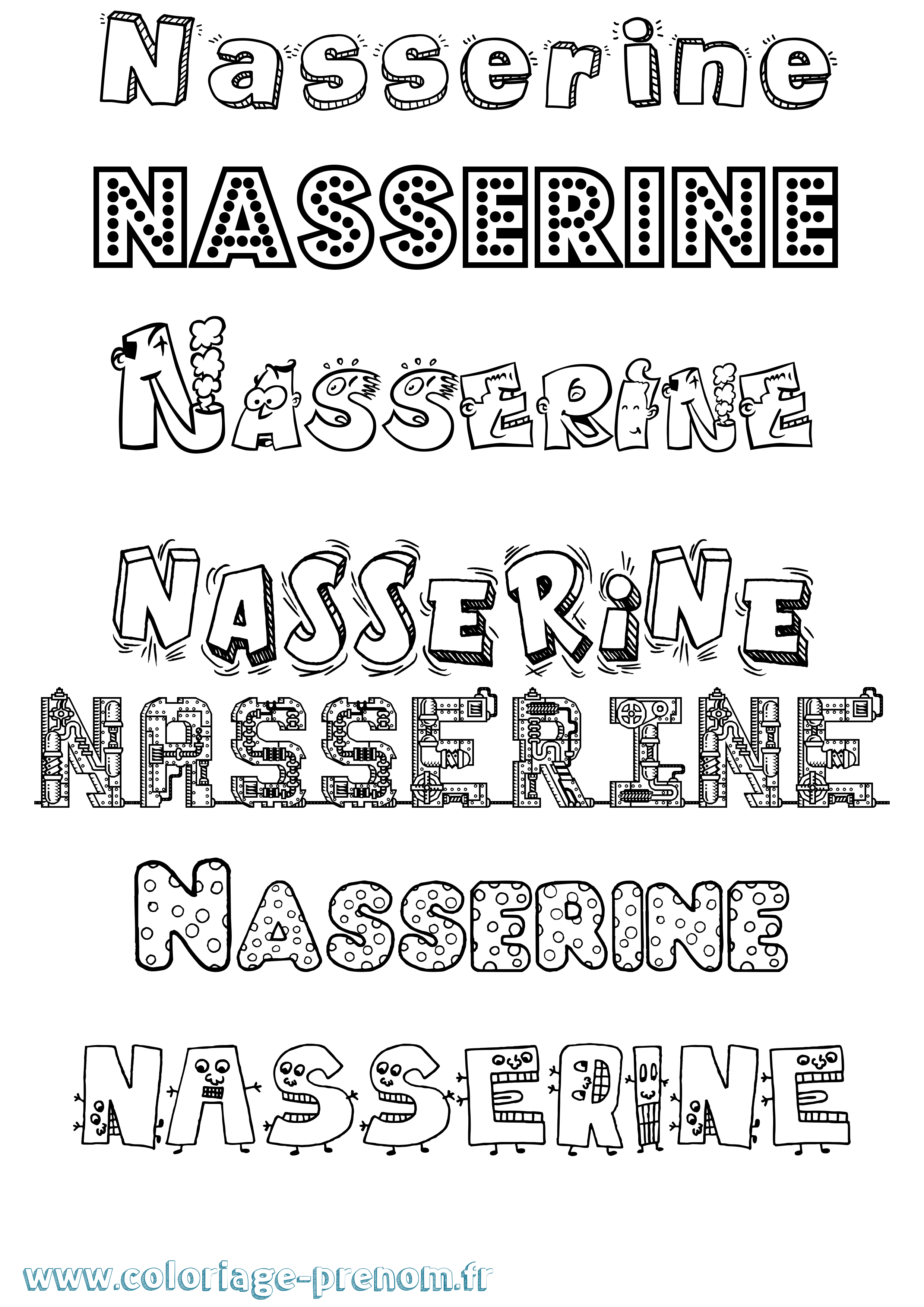 Coloriage Nasserine Fun Coloriage prénom Nasserine Fun