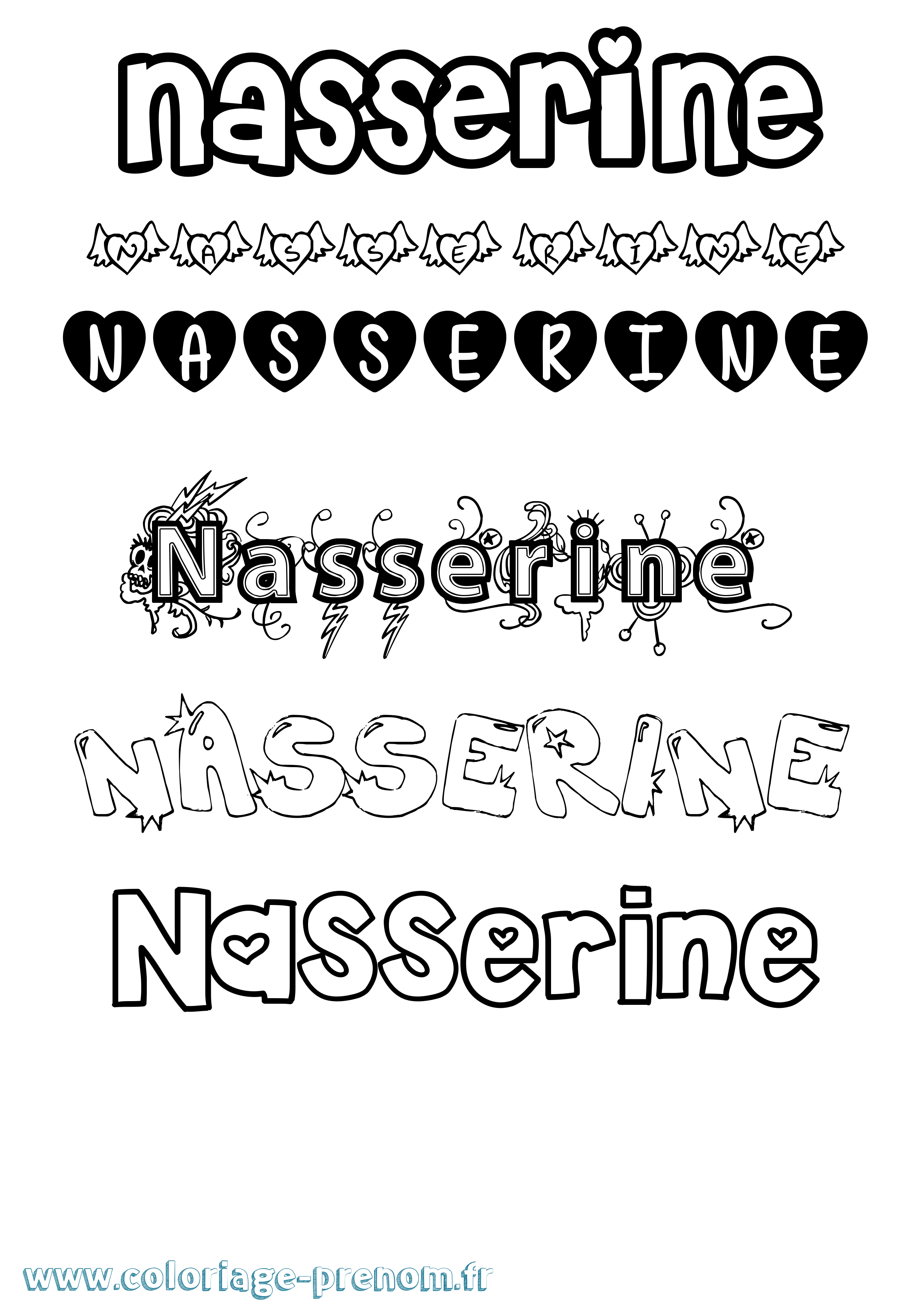 Coloriage Nasserine Girly Coloriage prénom Nasserine Girly