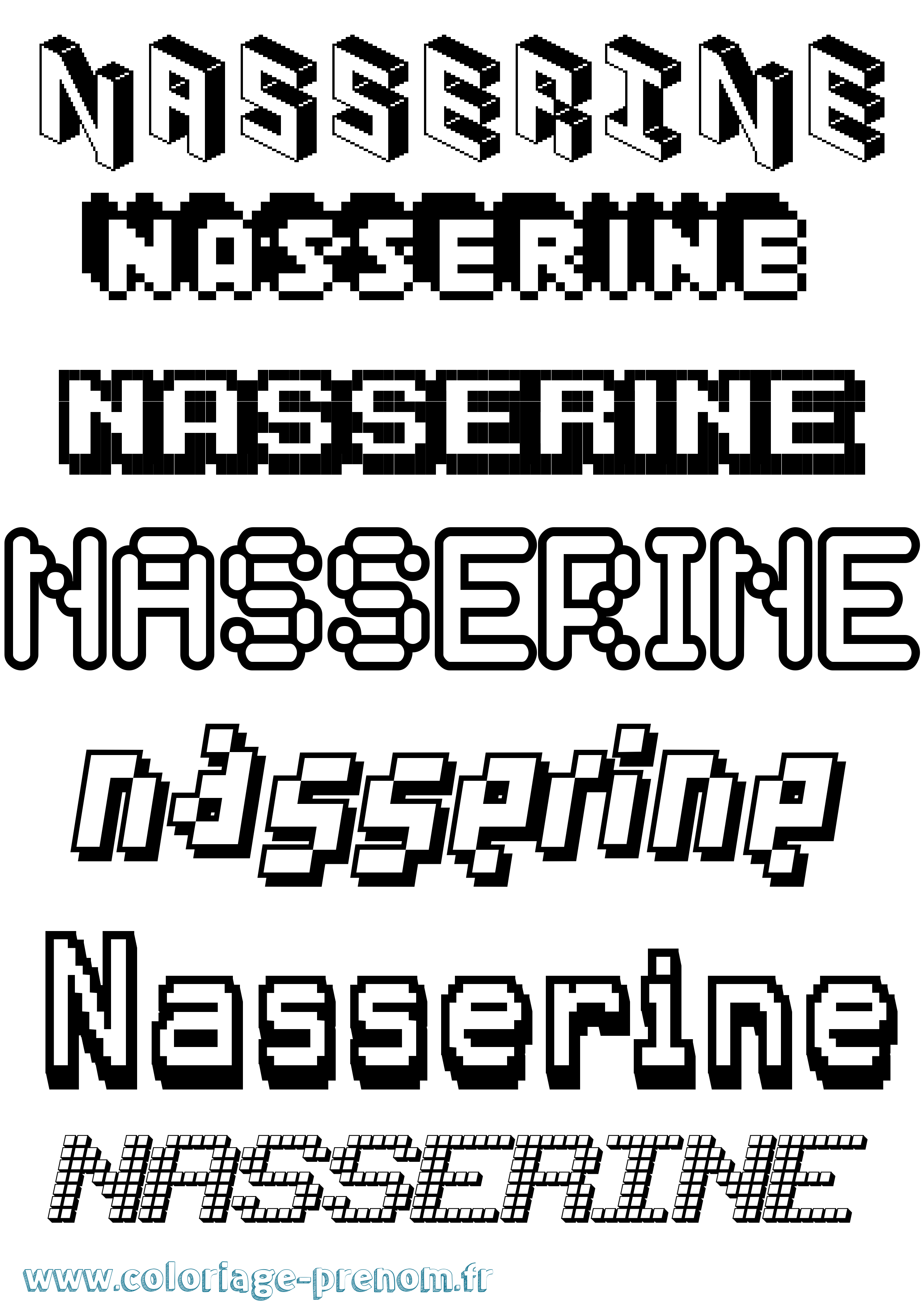 Coloriage Nasserine Pixel Coloriage prénom Nasserine Pixel