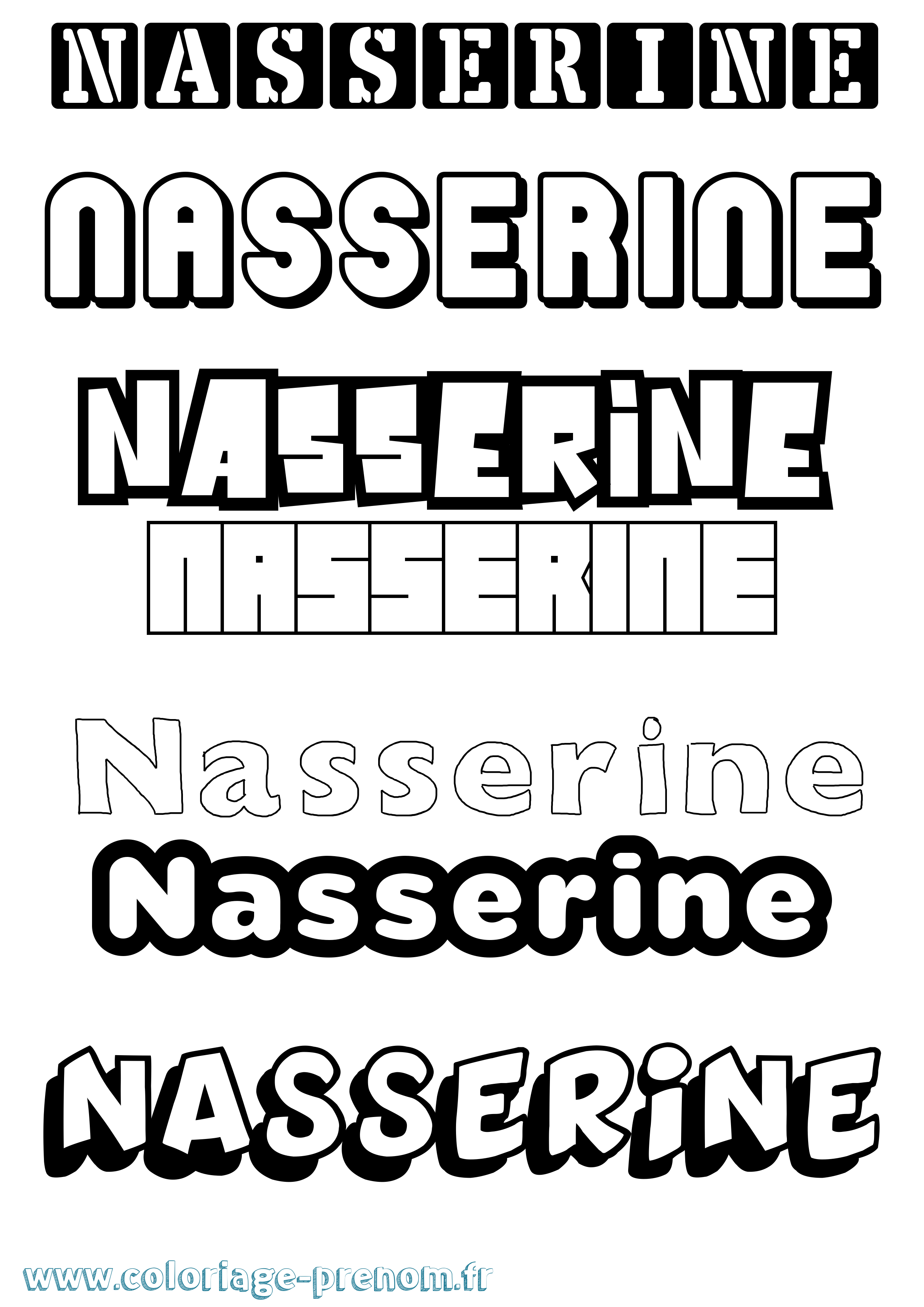 Coloriage Nasserine Simple Coloriage prénom Nasserine Simple