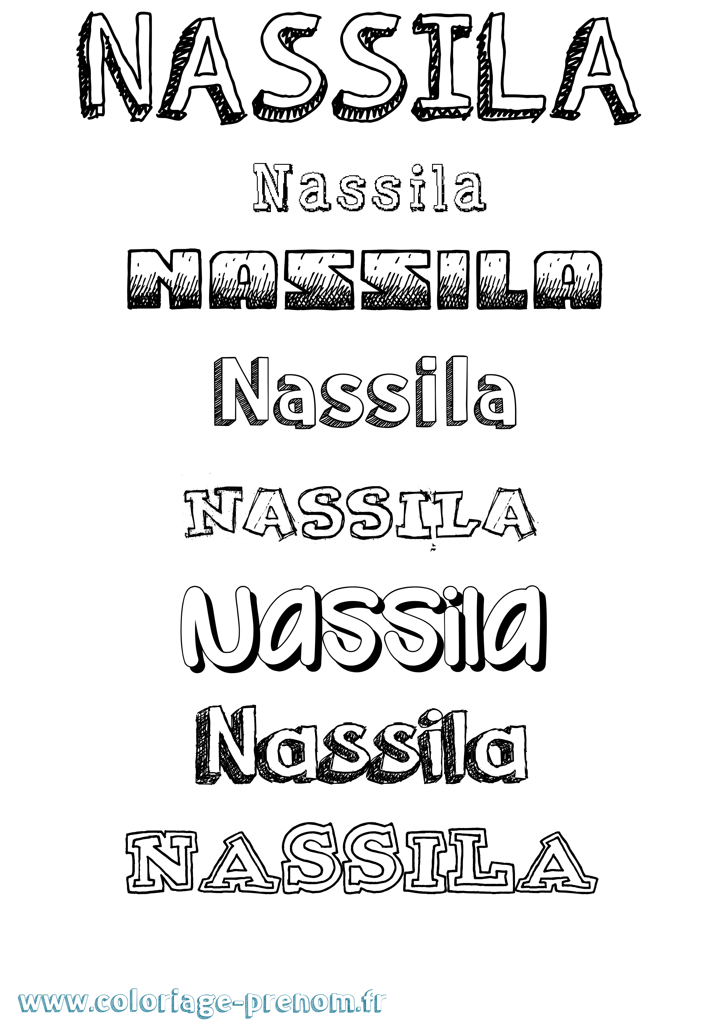 Coloriage Nassila Dessiné Coloriage prénom Nassila Dessiné