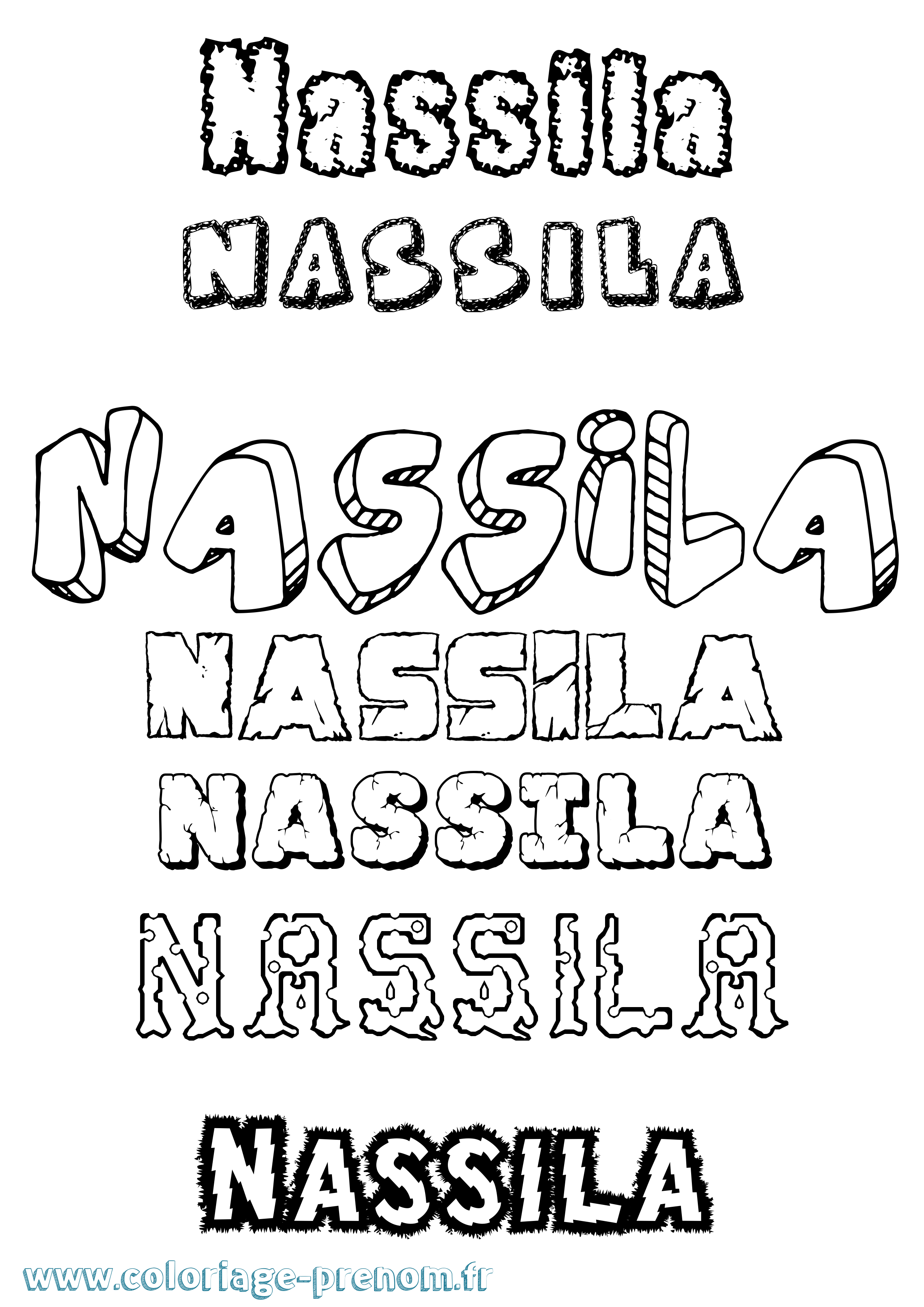 Coloriage Nassila Destructuré Coloriage prénom Nassila Destructuré
