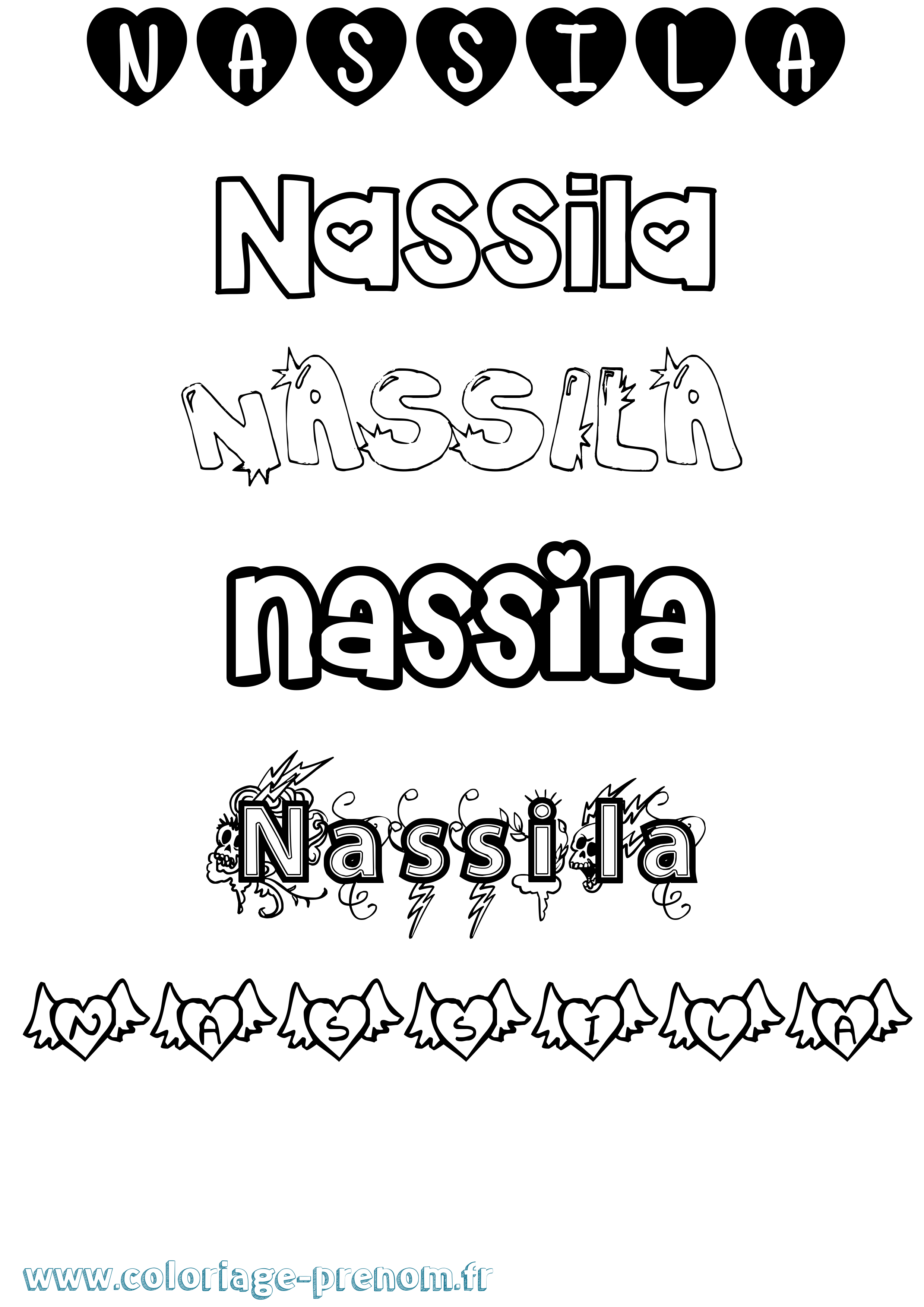 Coloriage Nassila Girly Coloriage prénom Nassila Girly