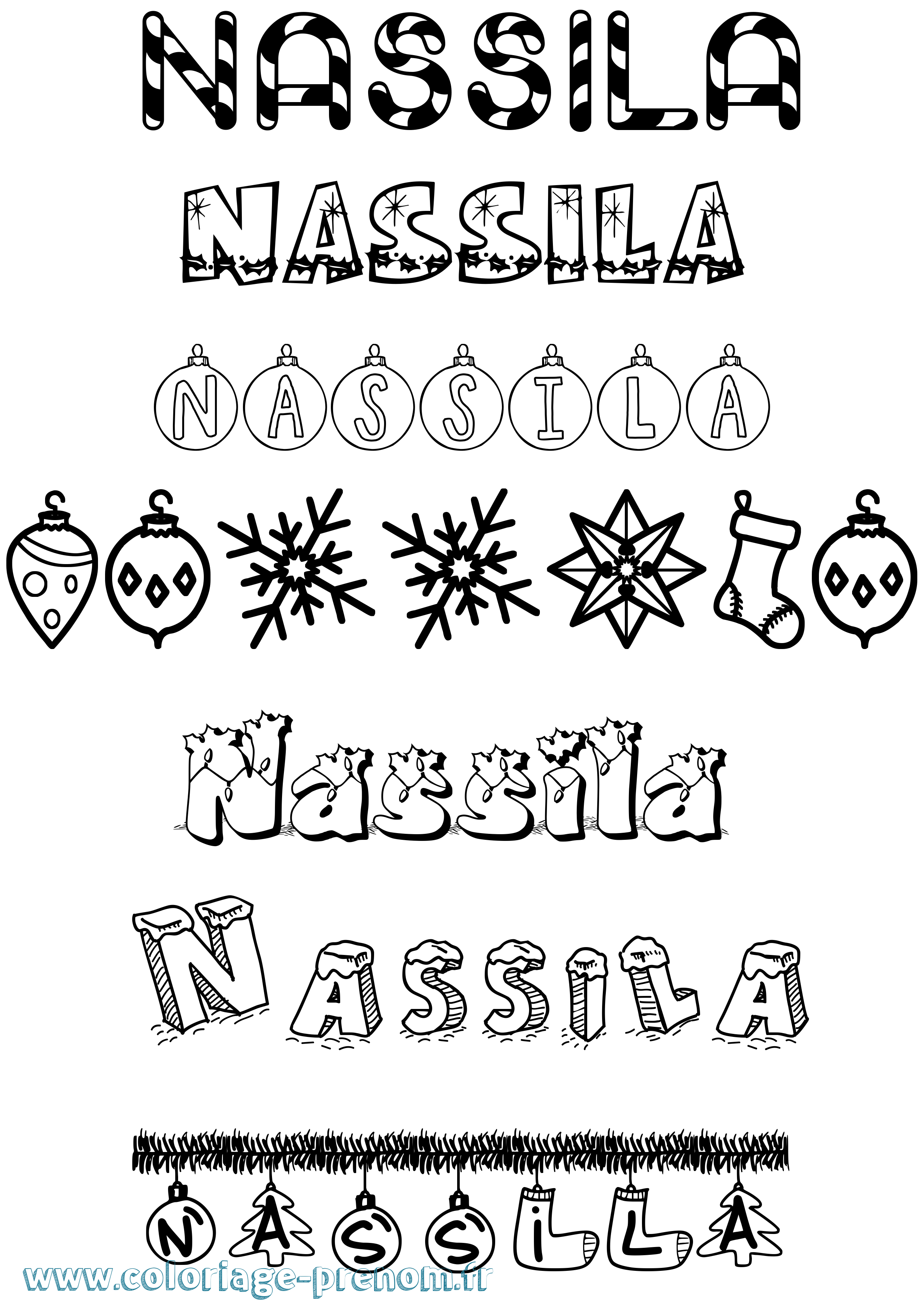 Coloriage Nassila Noël Coloriage prénom Nassila Noël