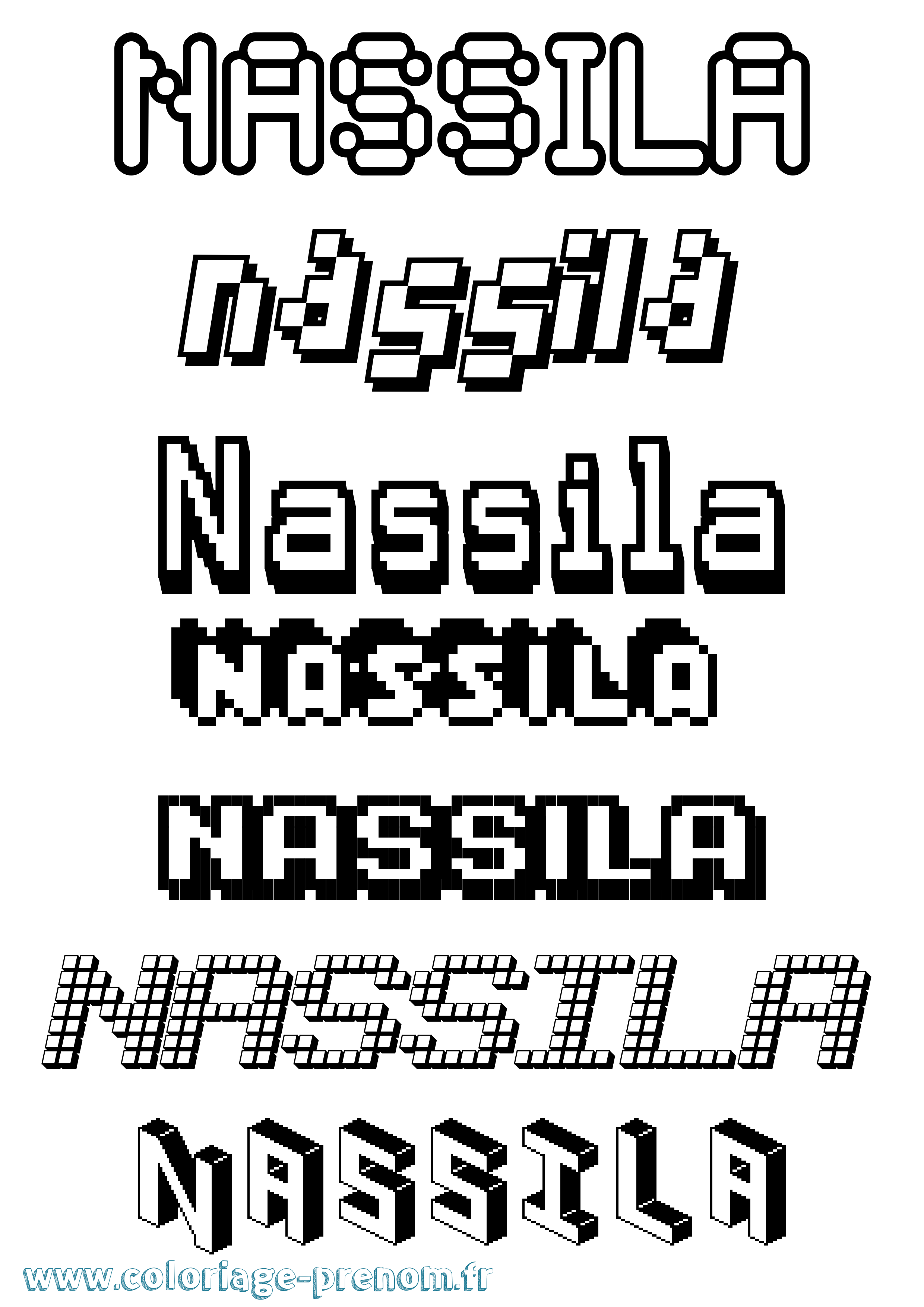 Coloriage Nassila Pixel Coloriage prénom Nassila Pixel
