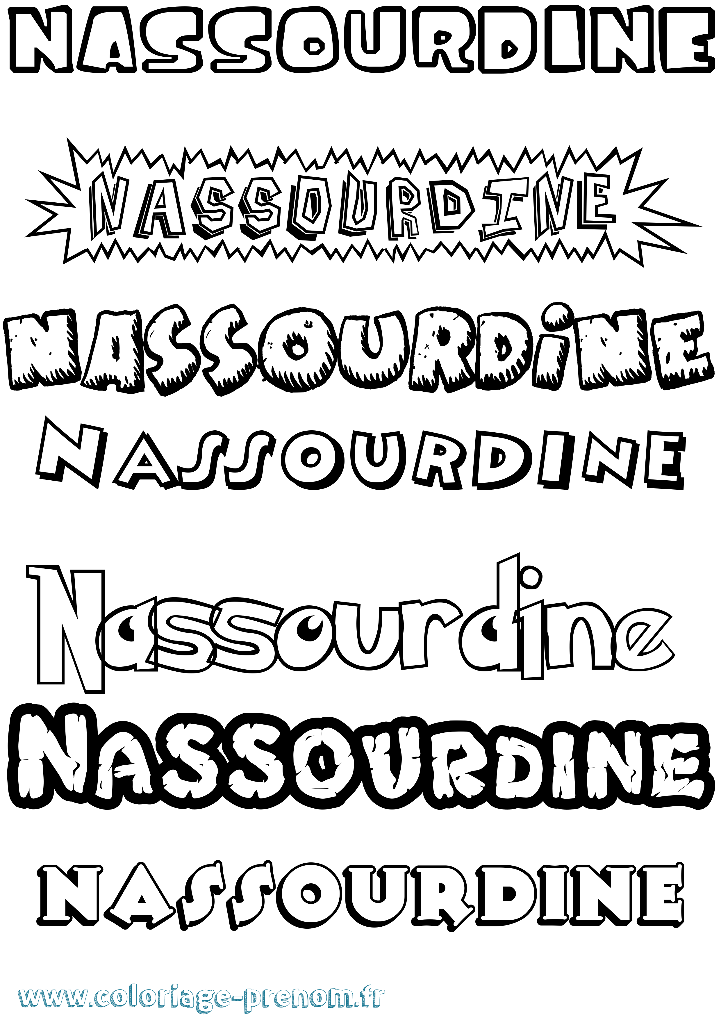 Coloriage Nassourdine Dessin Animé Coloriage prénom Nassourdine Dessin Animé