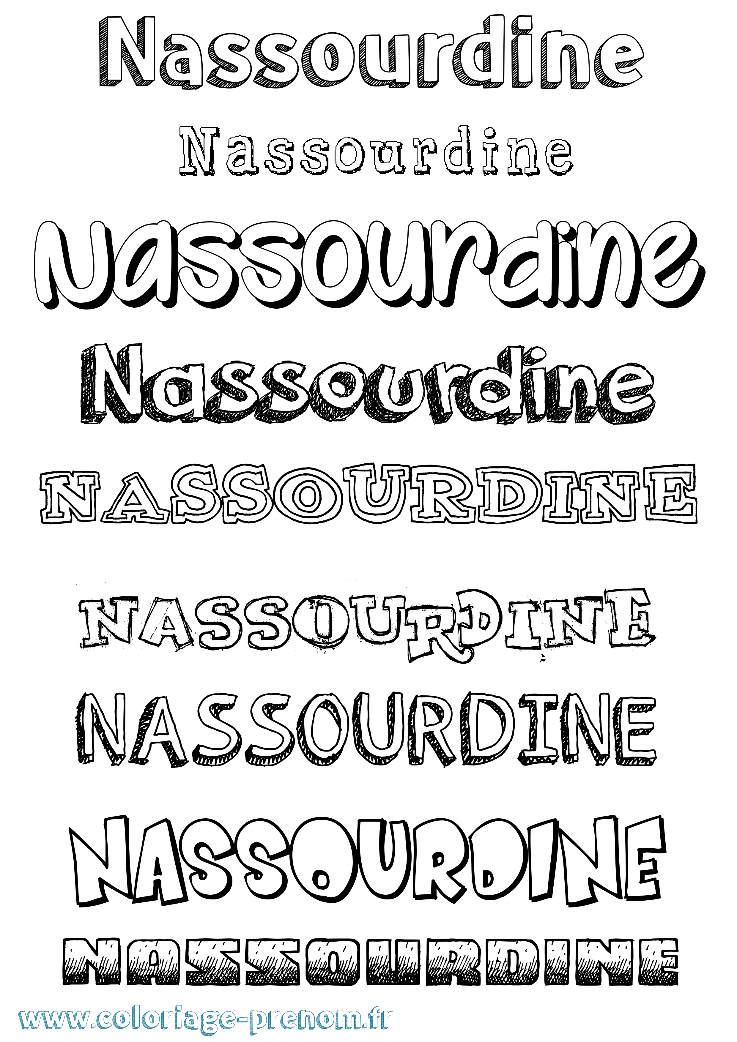Coloriage Nassourdine Dessiné Coloriage prénom Nassourdine Dessiné