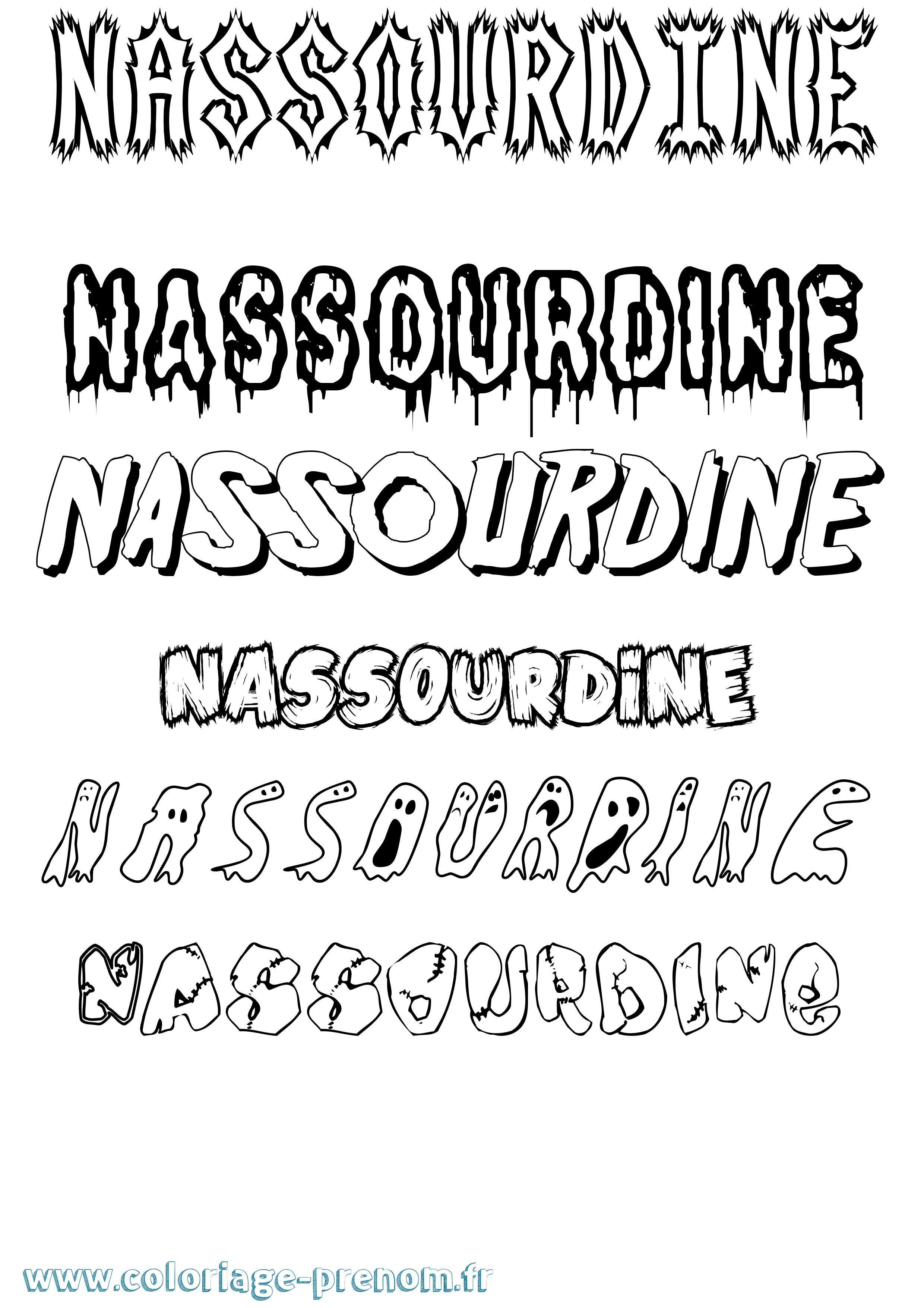 Coloriage Nassourdine Frisson Coloriage prénom Nassourdine Frisson