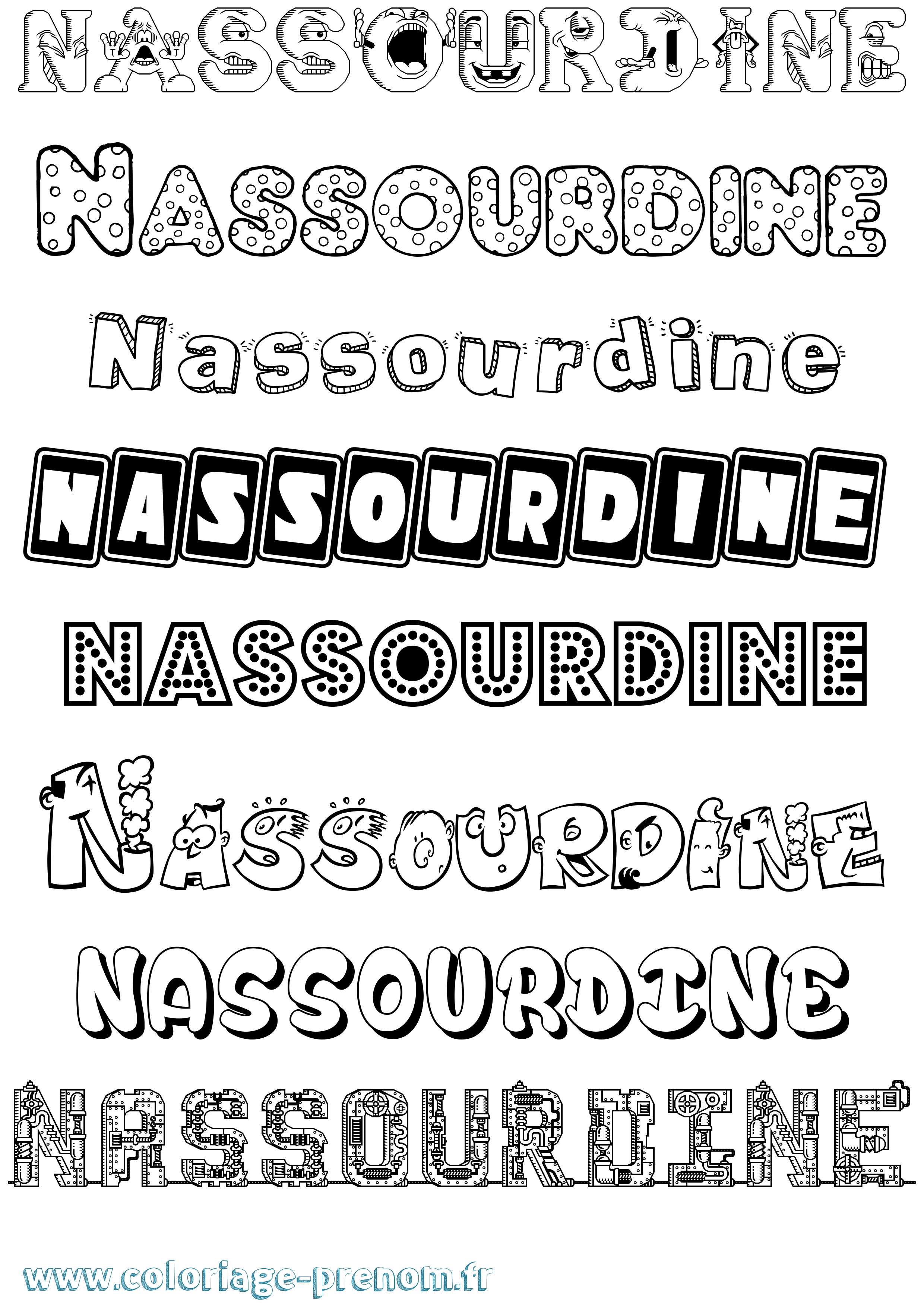 Coloriage Nassourdine Fun Coloriage prénom Nassourdine Fun